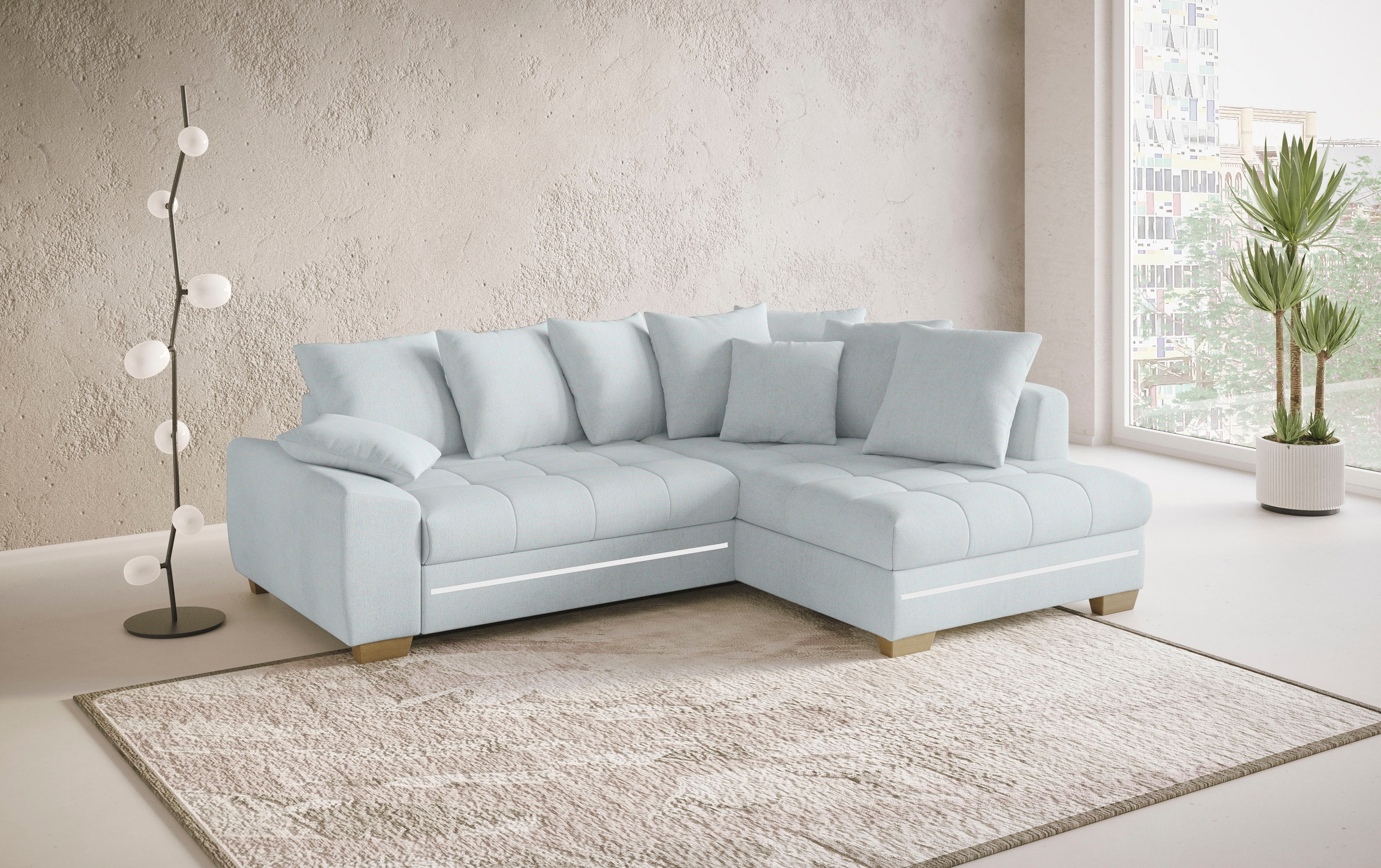 Mr. Couch Ecksofa »Nikita II, L-Form«, mit Kaltschaum, RGB-LED Beleuchtung, wahlweise mit Bett, Bettkasten