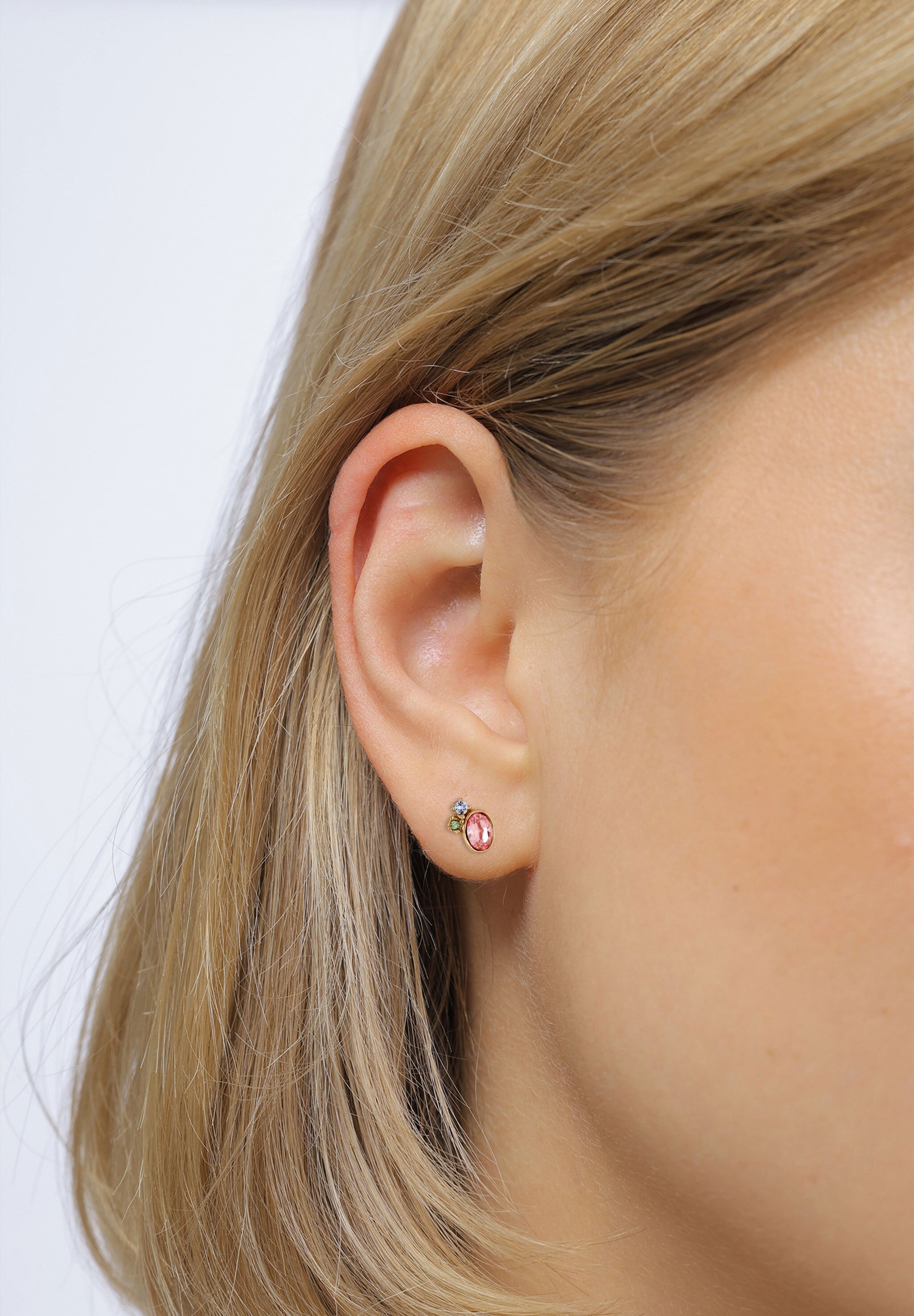 Elli Paar Ohrstecker »Ohrringe Ohrstecker Glas Kristalle Rosa Blau 925 Sterling Silber«