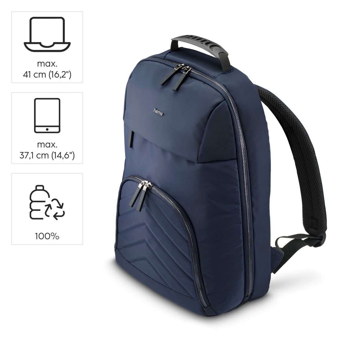 Hama Notebook-Rucksack »Laptoprucksack bis 16,2“ (leicht, gepolstert, 4 extra Fächer)«