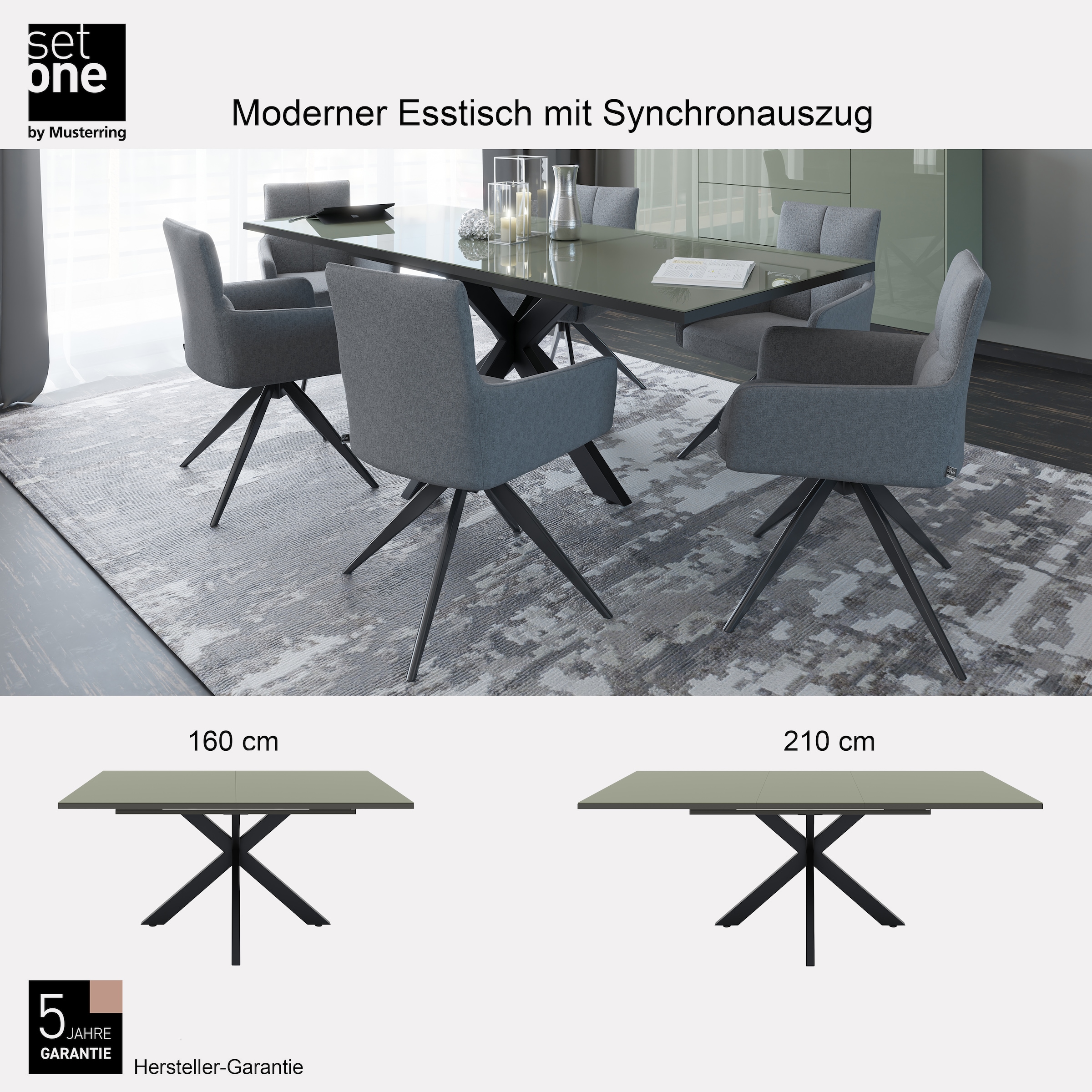 set one by Musterring Esstisch »Reno« 1 Stk. tlg. Mit Vierkantfuß, wählbaren Gestellen und Plattenfarben