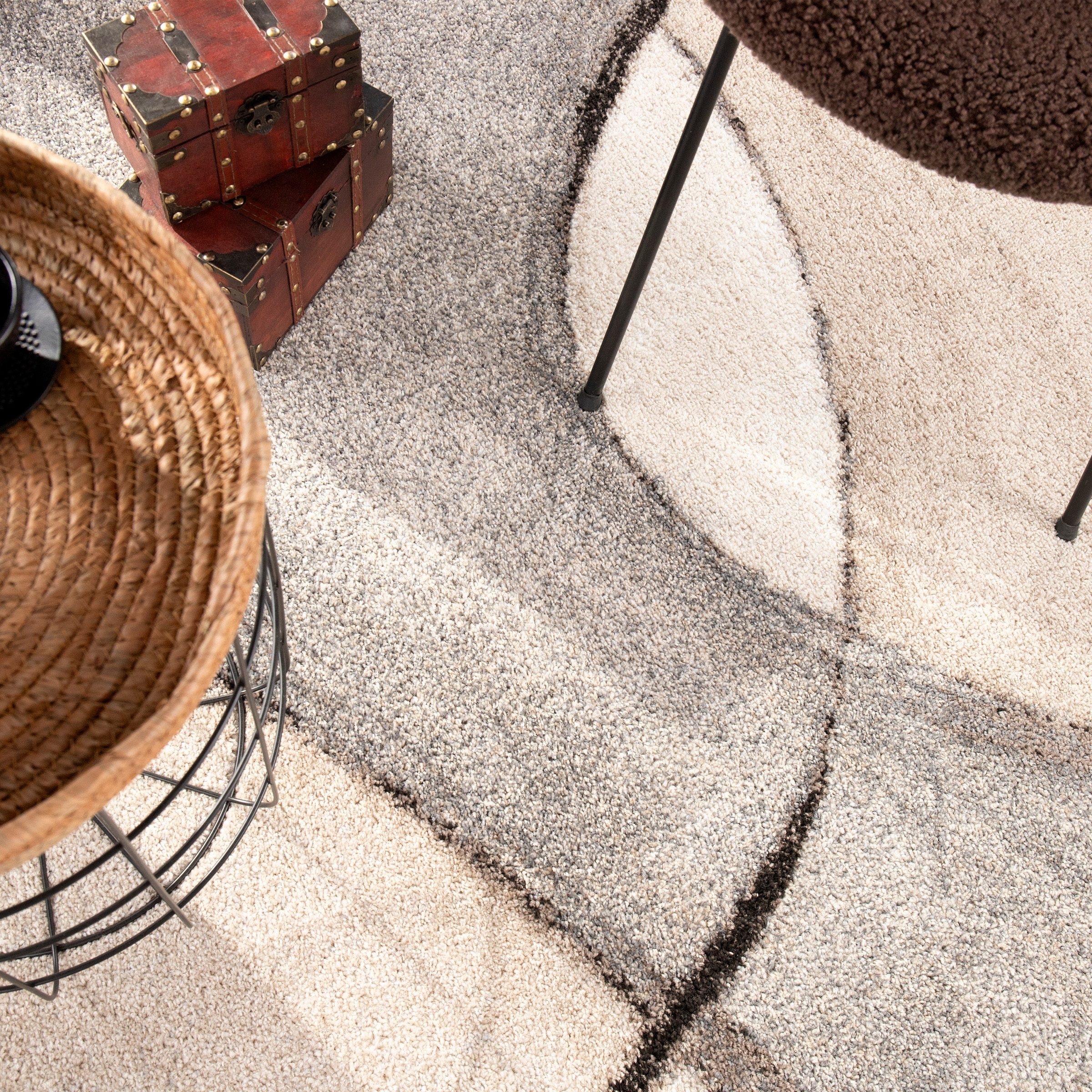 Paco Home Teppich »Elegance 755«, rechteckig, 14 mm Höhe, modernes Wellen-Design, ideal im Wohnzimmer & Schlafzimmer