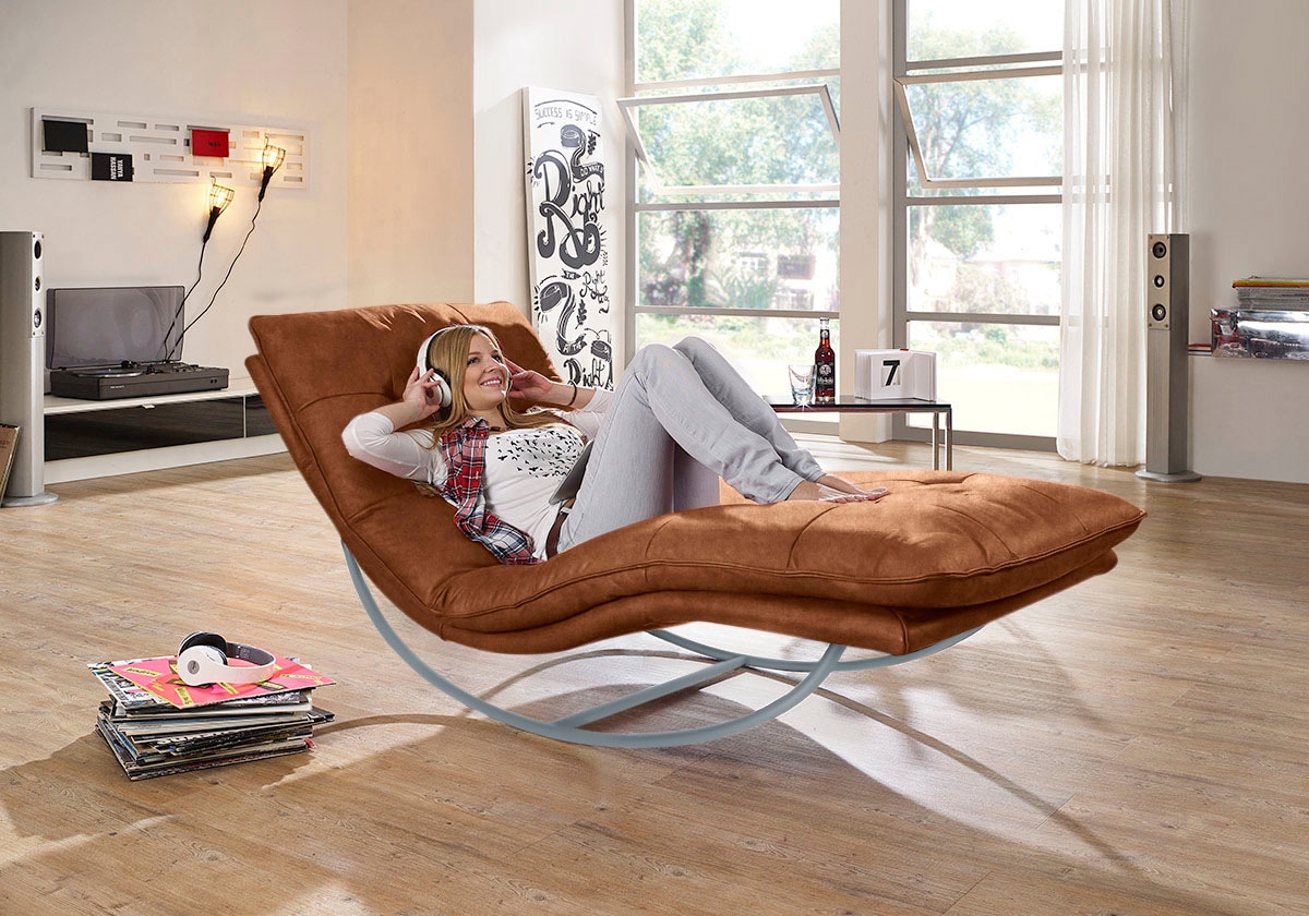 W.SCHILLIG Relaxliege »daily dreams«, in Waffelkissen-Optik, Schaukelgestell silber matt, in 2 Breiten