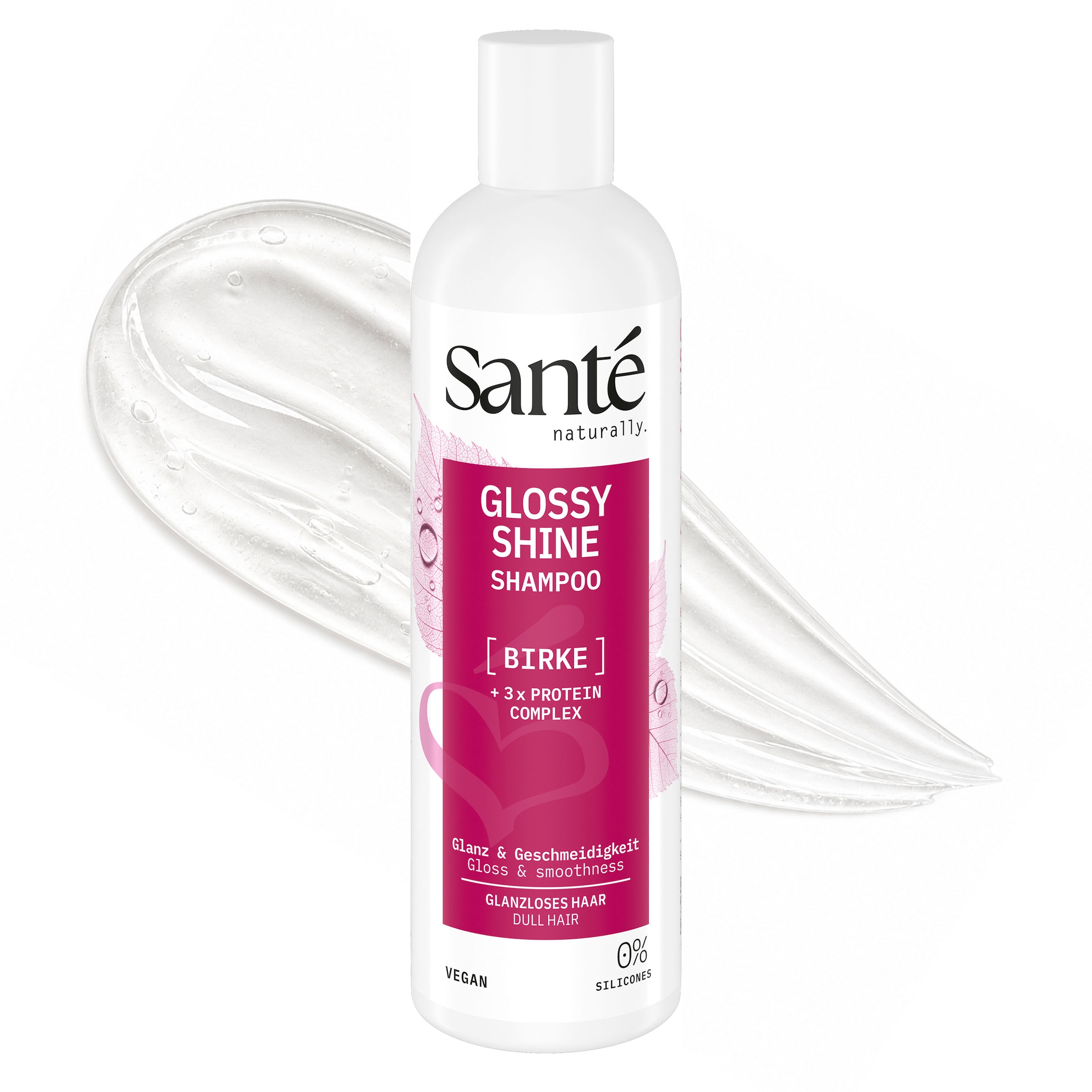 SANTE Haarshampoo »Glossy Shine Shampoo Birke +3-fach Protein Komplex« für glanzloses Haar, mit Birkenblattextrakt, vegan formuliert