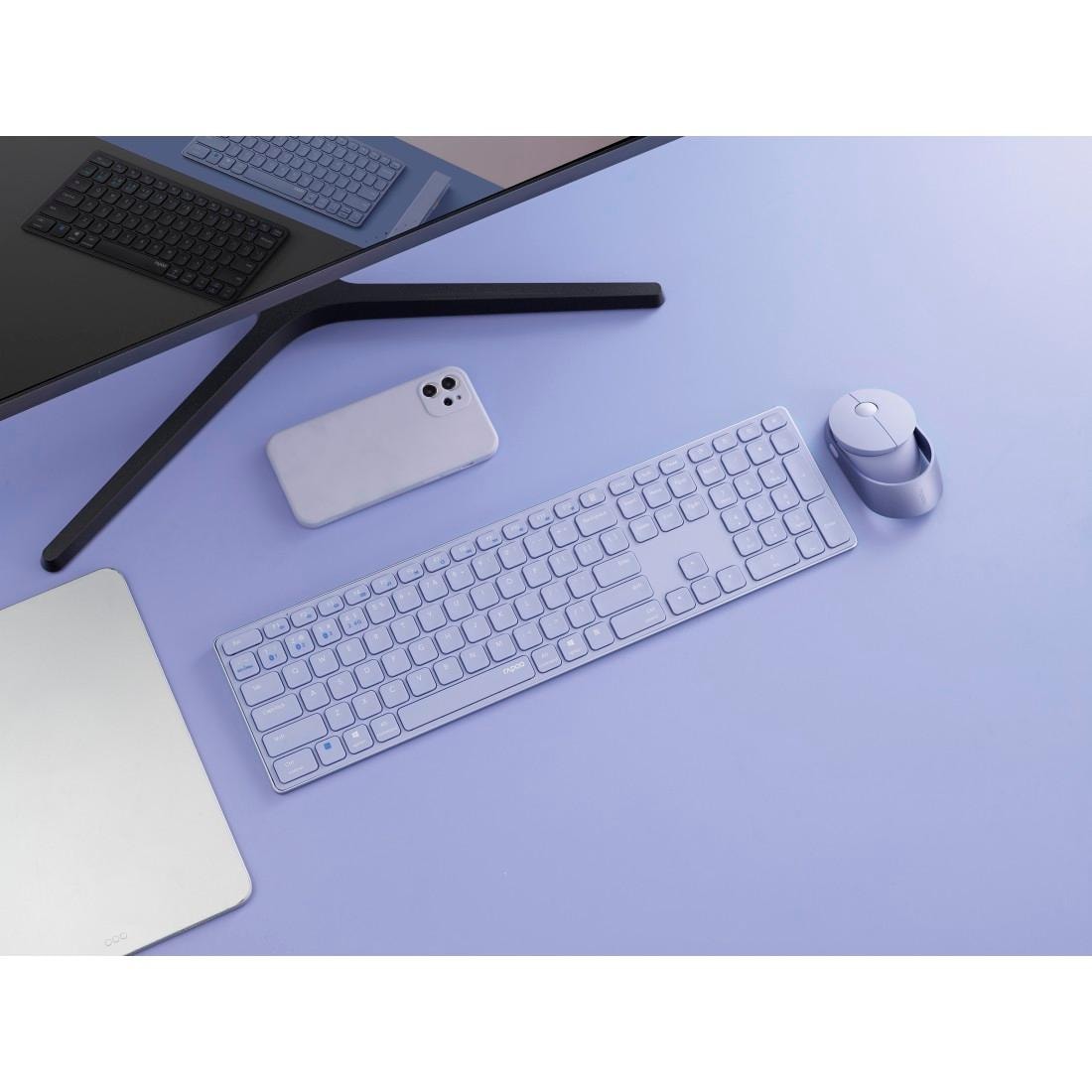 Rapoo Tastatur- und Maus-Set »9850M Kabelloses Multi-Mode-Deskset, DE-Layout, 2.4 GHz, 1600 DPI«