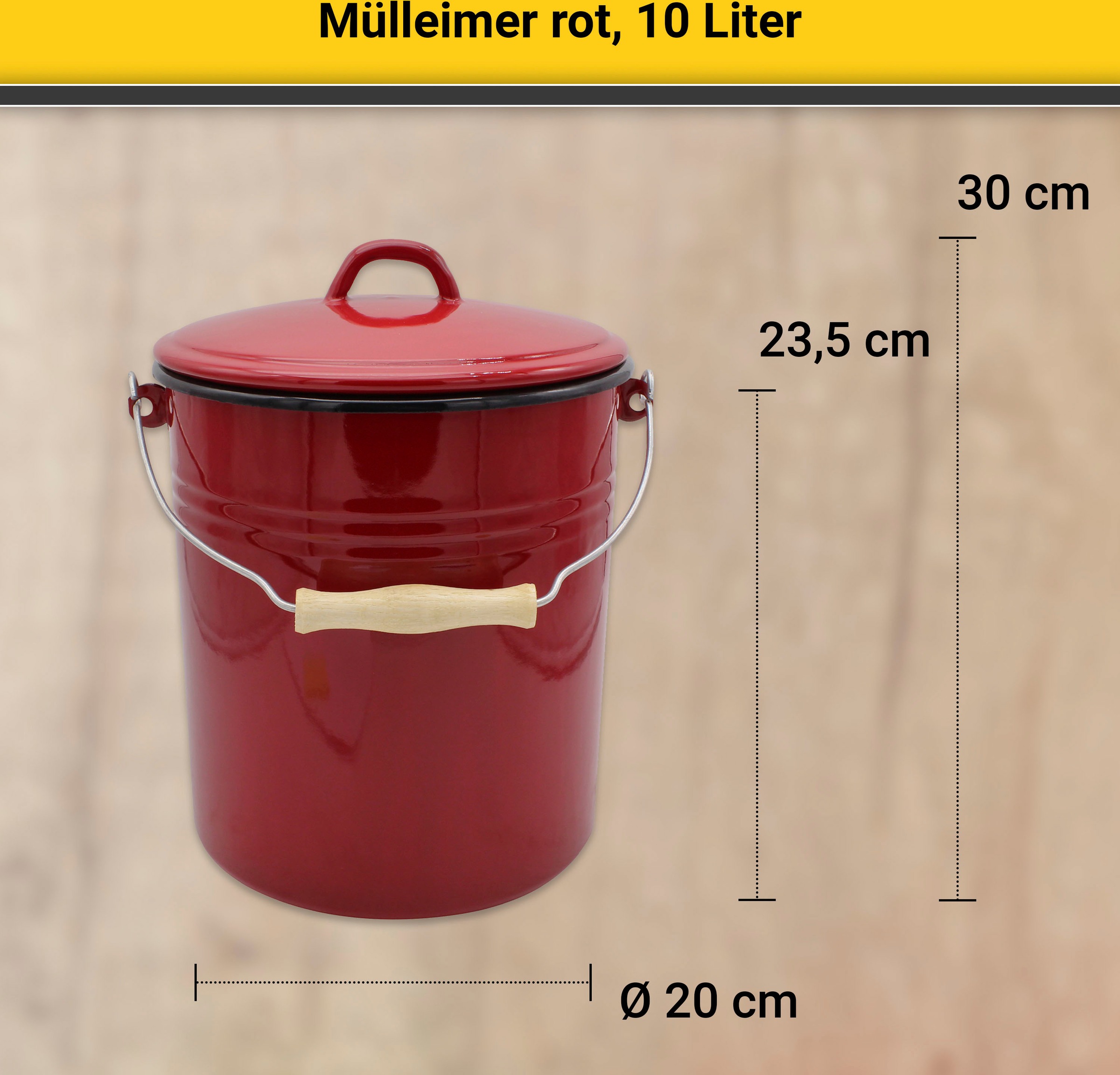 Krüger Mülleimer »Triest«, Stahlemaille, 10 Liter, Made in Europe