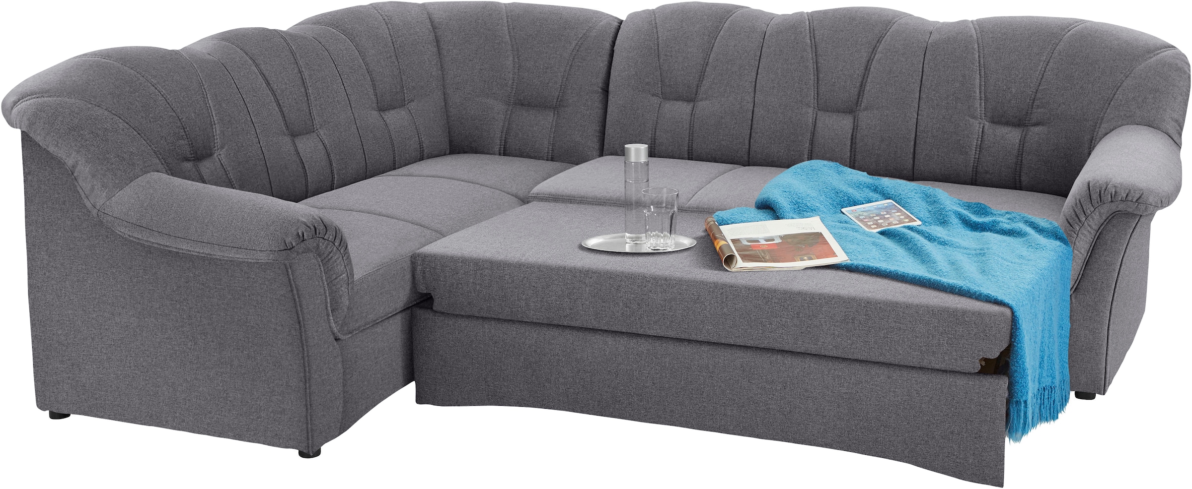 DOMO collection Ecksofa »Papenburg B/T/H: 242/190/84 cm L-Form«, wahlweise mit Bettfunktion, Langer Schenkel links oder rechts