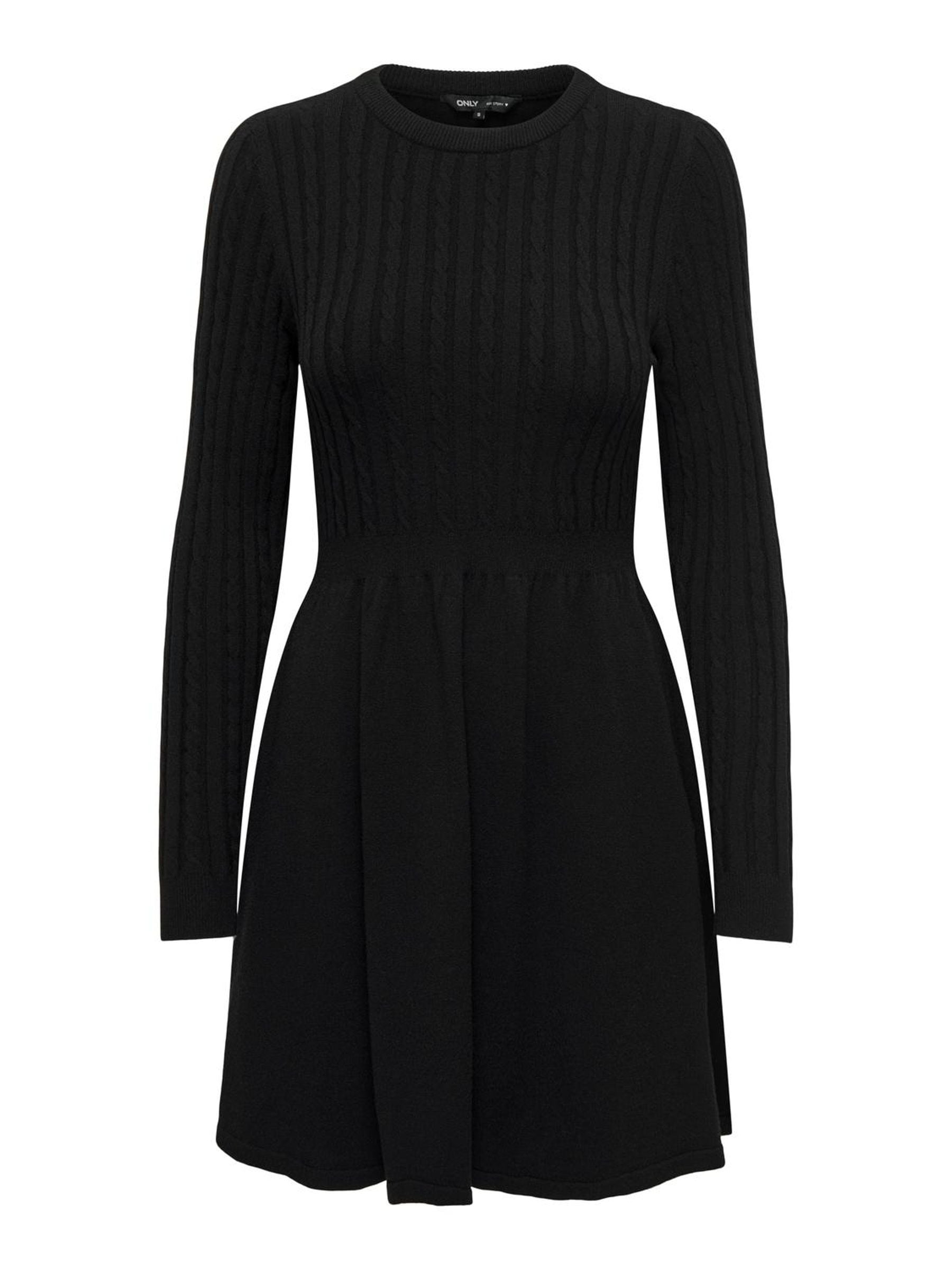 ONLY Strickkleid »ONLFIA LS CABLE DRESS KNT«, tailliert und mit dezentem Zopfstrickmuster im Oberteil