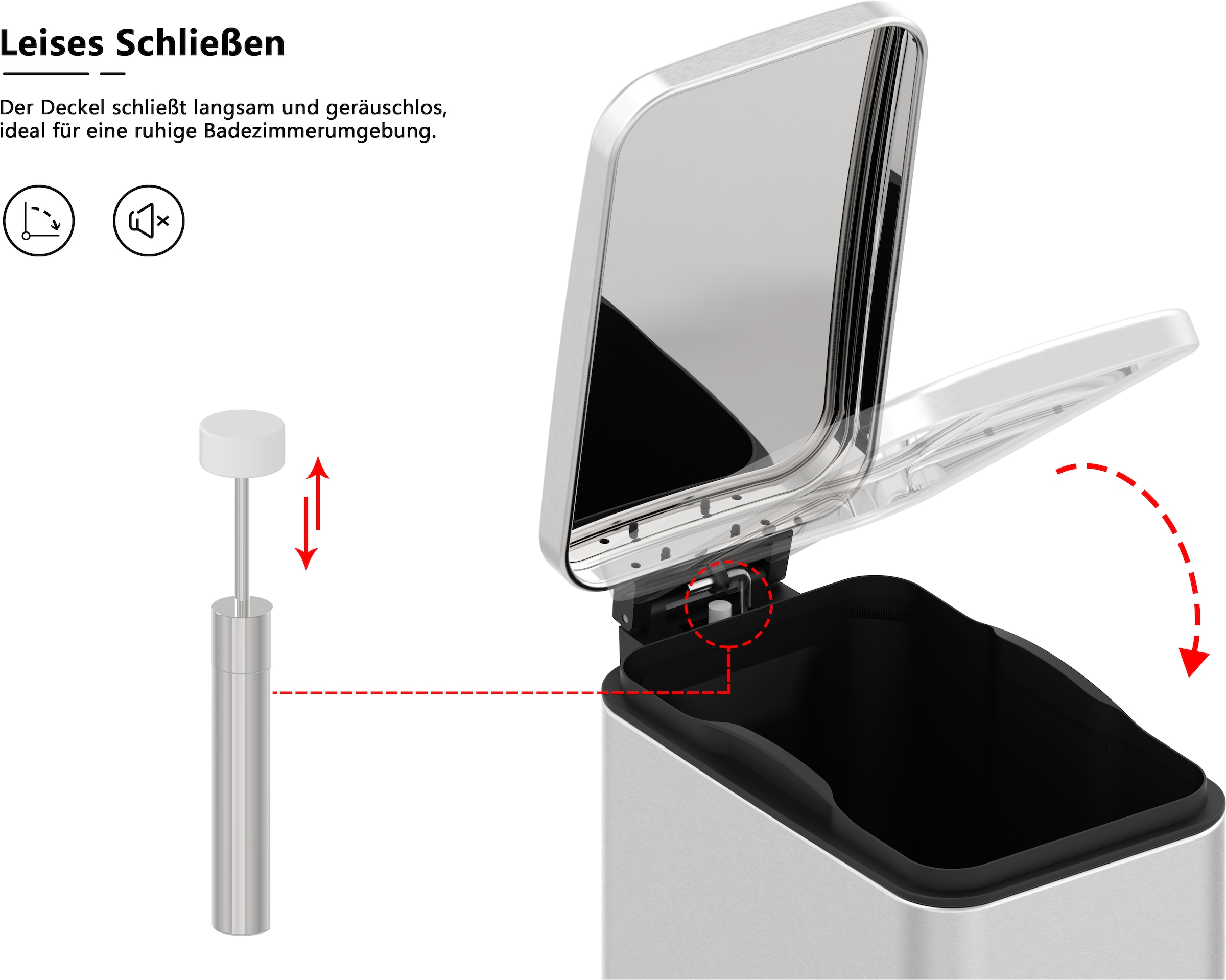 OTTO home Mülleimer »Joonah, Soft Close, schmal und kompakt« 1 Behälter Nischen-Mülleimer, Treteimer, Kosmetikeimer mit Deckel