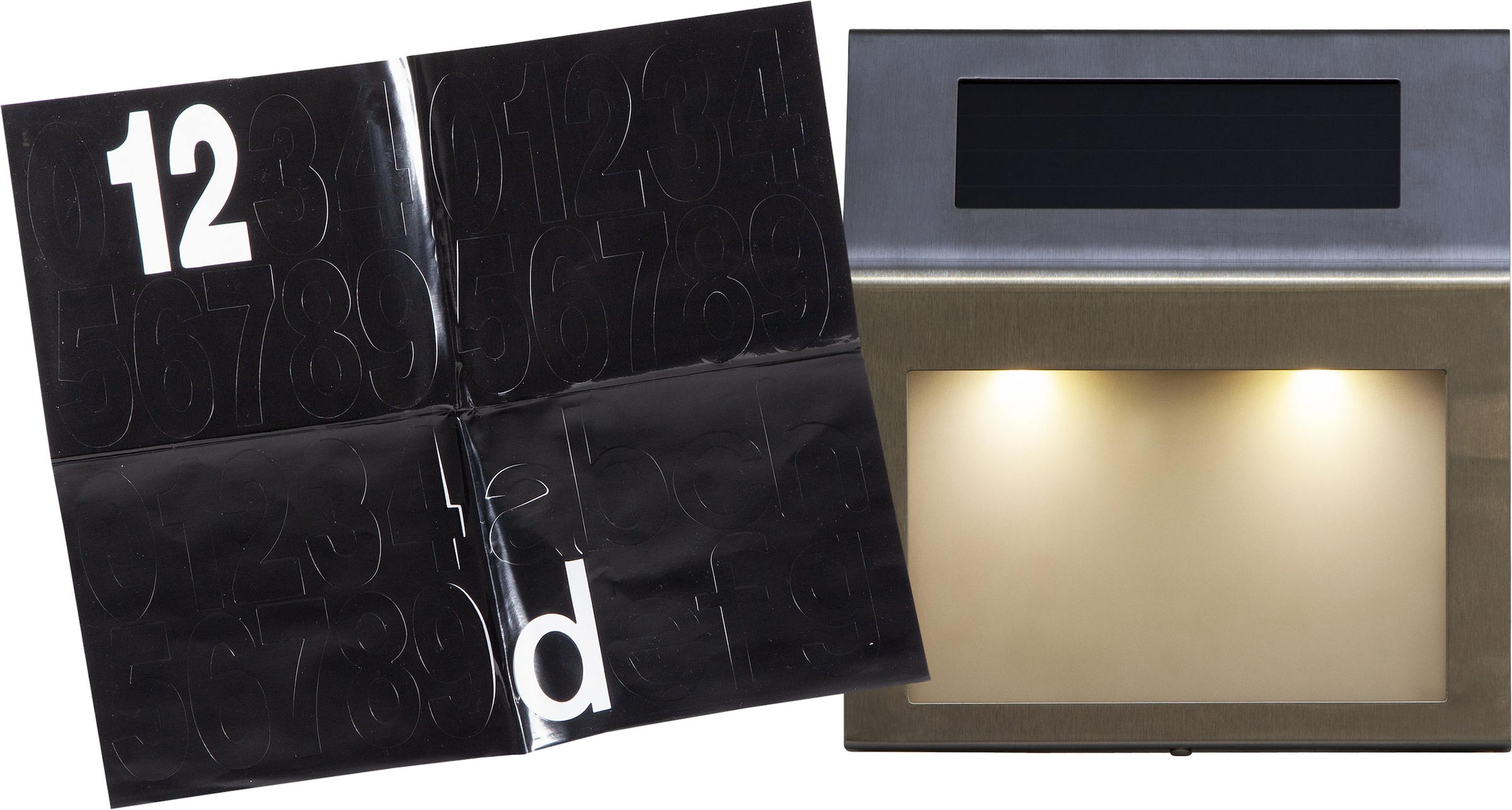 Parforce Traditional Hunting LED Solarleuchte »Solar-Wandleuchte Wandy« LED-Board 1 Stk. Warmweiß Hausnummernleuchte mit Sticker-Set, Dämmerungssensor