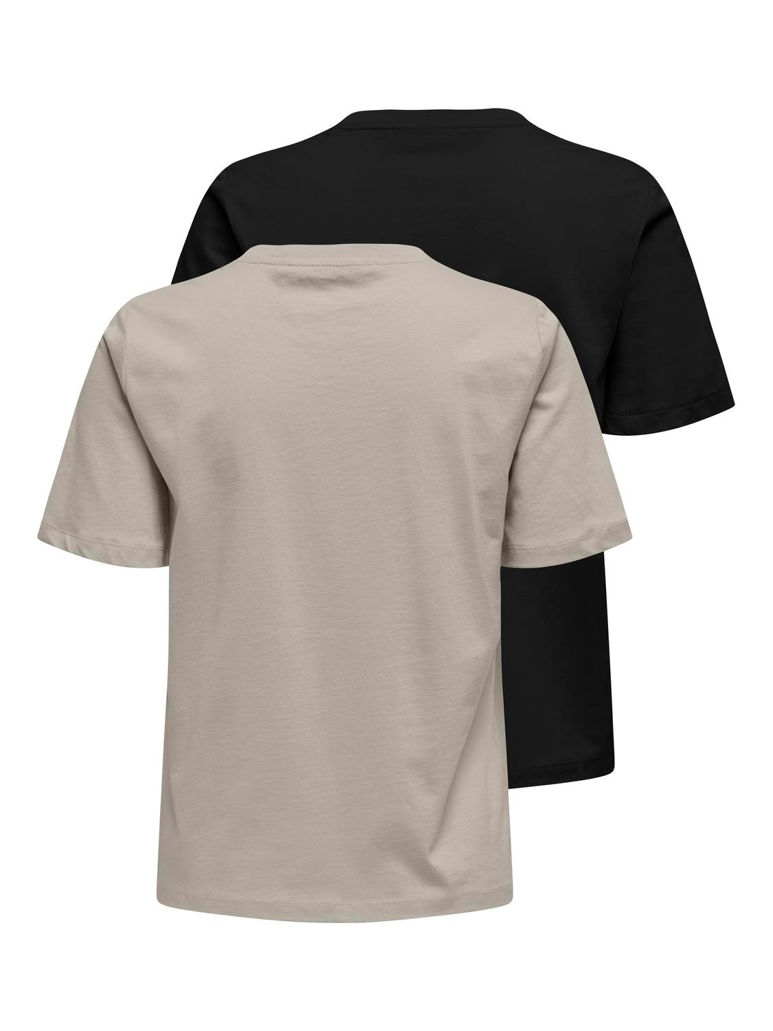 ONLY Kurzarmshirt »ONLONLY – Doppelpack T-Shirts für Alltag und Freizeit«, (Packung, 2 tlg.), regular fit, Jersey, Baumwolle, Rundhals, unifarben