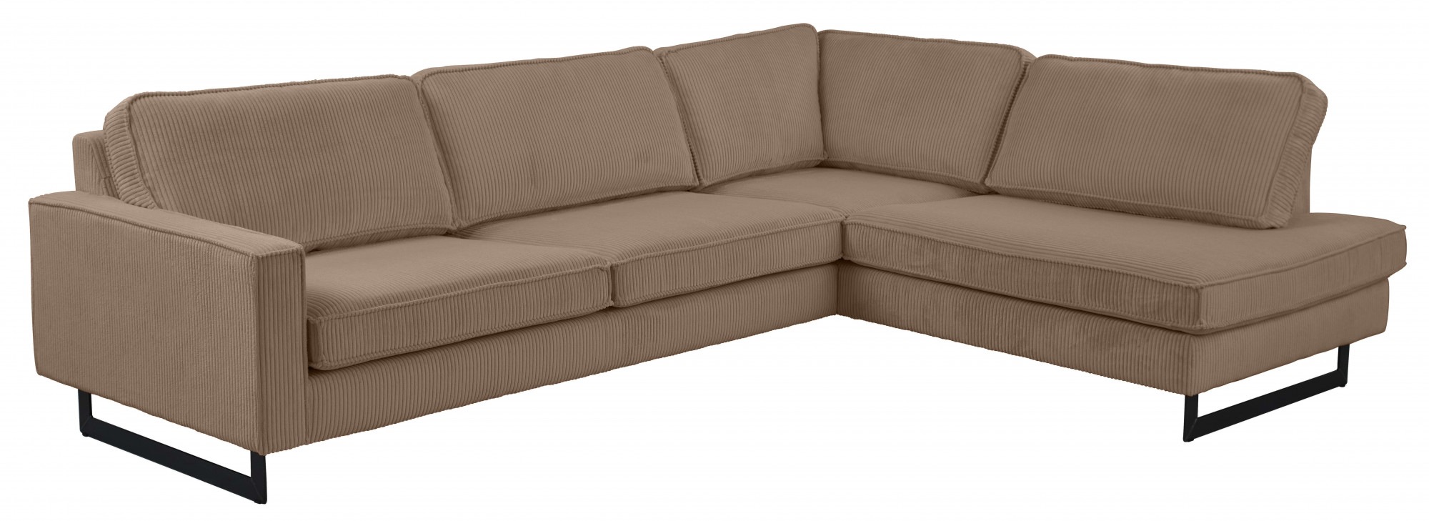 Places of Style Ecksofa »Pinto, 290 cm, Ottomane links / rechts«, Cord, Feincord, Luxus-Microfaser Leder und Chenille