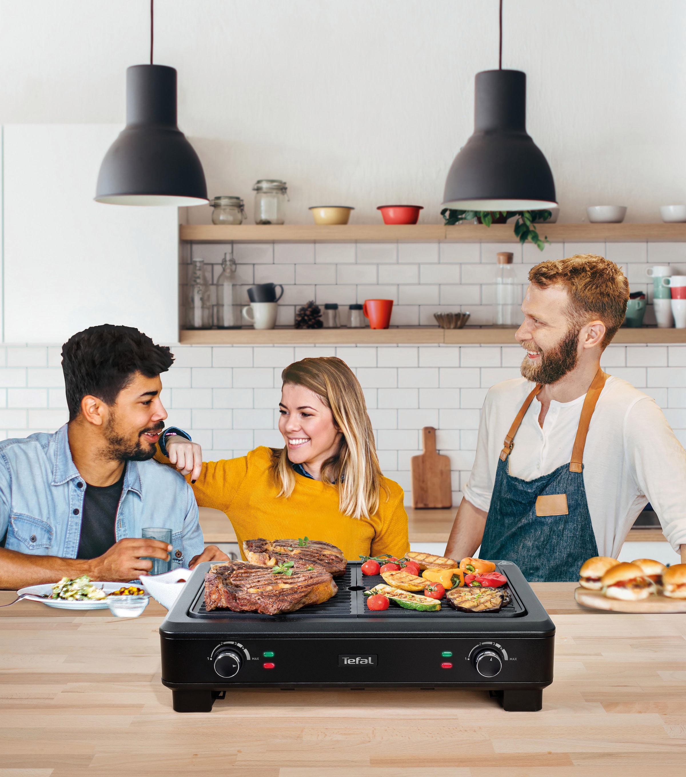 Rauch XXL | Tischgrill mit Thermostate Smokeless 5 Jahren kaufen Einstellungen wenig »TG9008 W, und Garantie 2000 Tefal Geruchsbildung, 3 mit Grill«, online