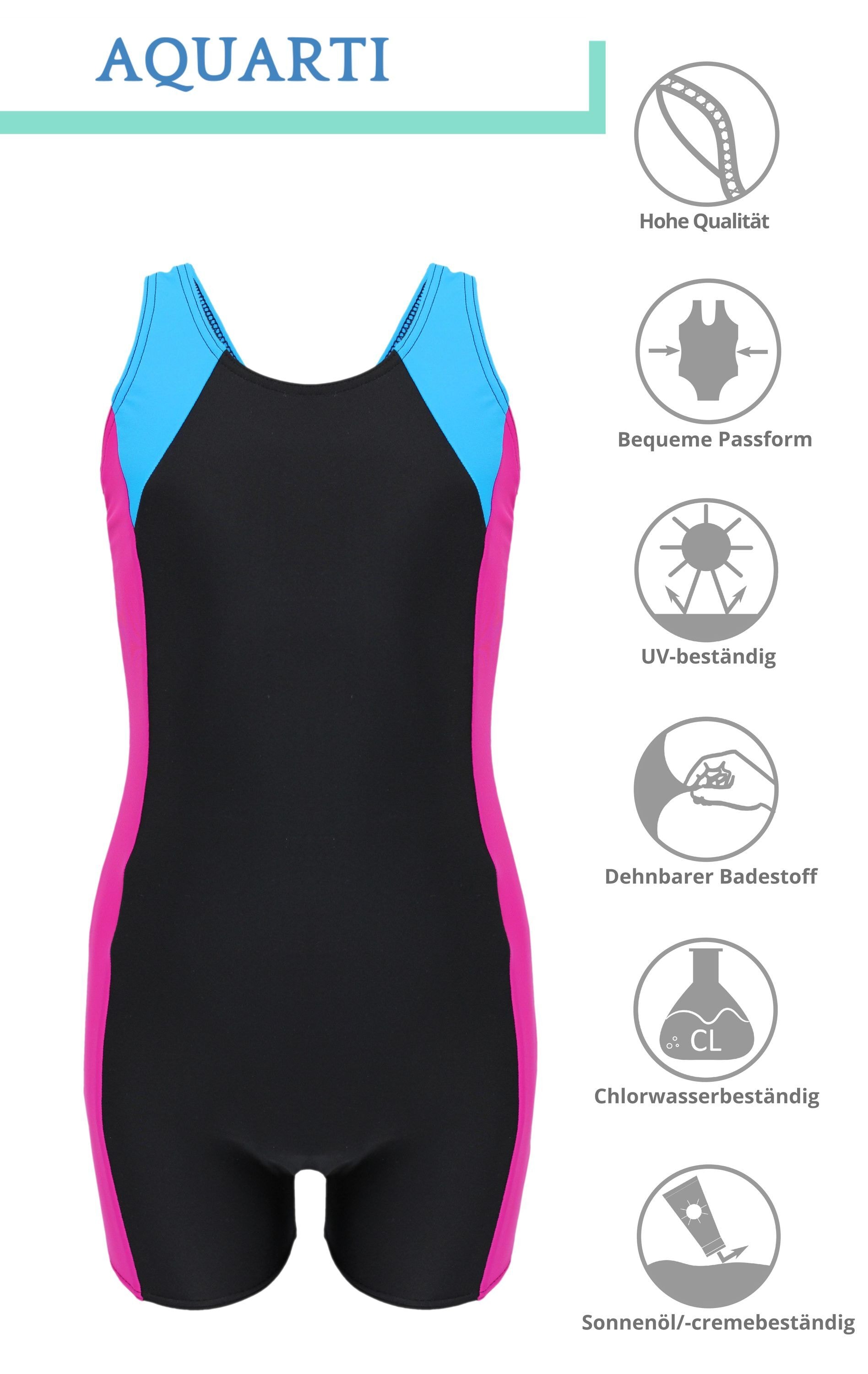 AQUARTI Badeanzug »Badeanzug Mädchen Badeanzug mit Bein Ringerrücken«