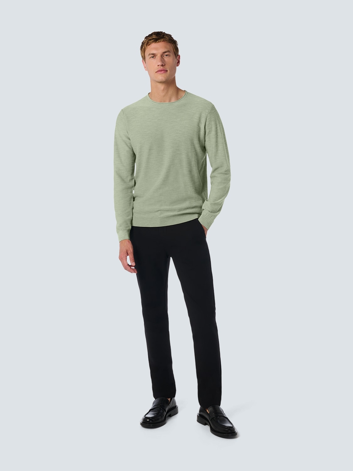 NO EXCESS Rundhalspullover mit Melange Optik