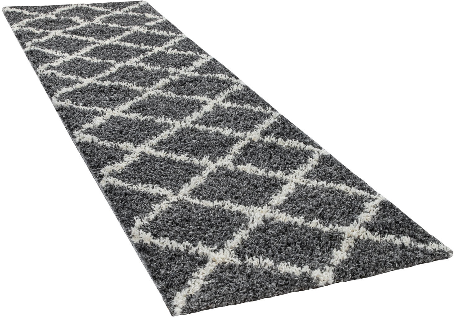 Paco Home Hochflor-Läufer »Kalmar 441«, rechteckig, 40 mm Höhe, Teppich-Läufer, Scandi Design, Rauten Muster, weich & kuschelig