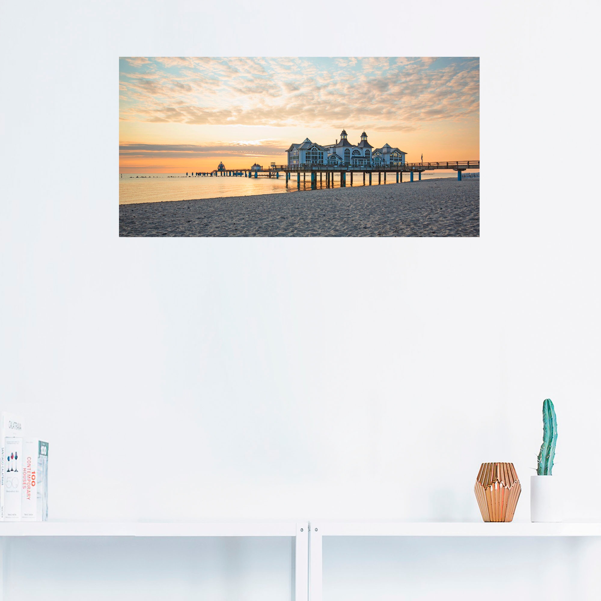 Artland Wandbild »Seebrücke Sellin bei Sonnenaufgang«, Strand, (1 St.), als Leinwandbild, Poster, Wandaufkleber in verschied. Größen