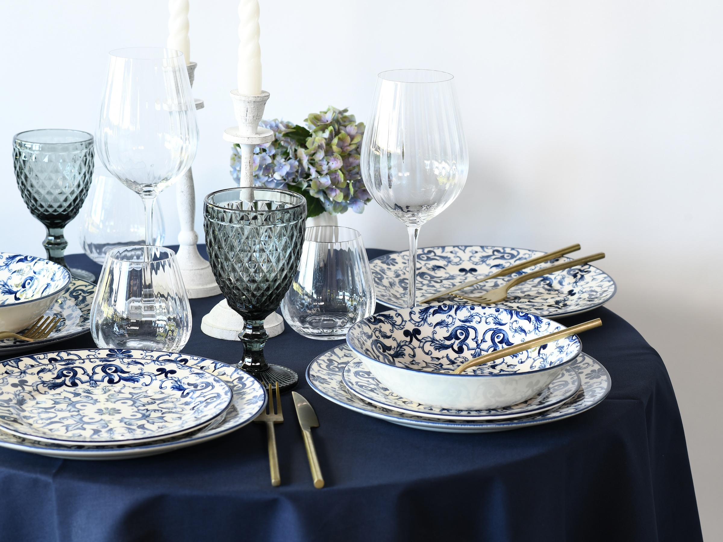 CreaTable Teller-Set »Fresco Blau, Teller Set 12-tlg« Ornamentmotiv, Mediterran