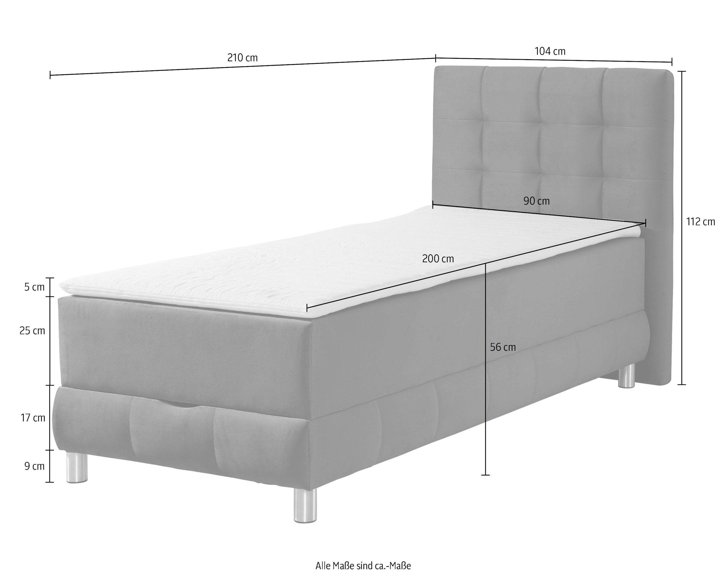 INOSIGN Boxbett Vaasa, mit Bettkasten & Topper, in 4 Breiten, Überlänge 220 cm