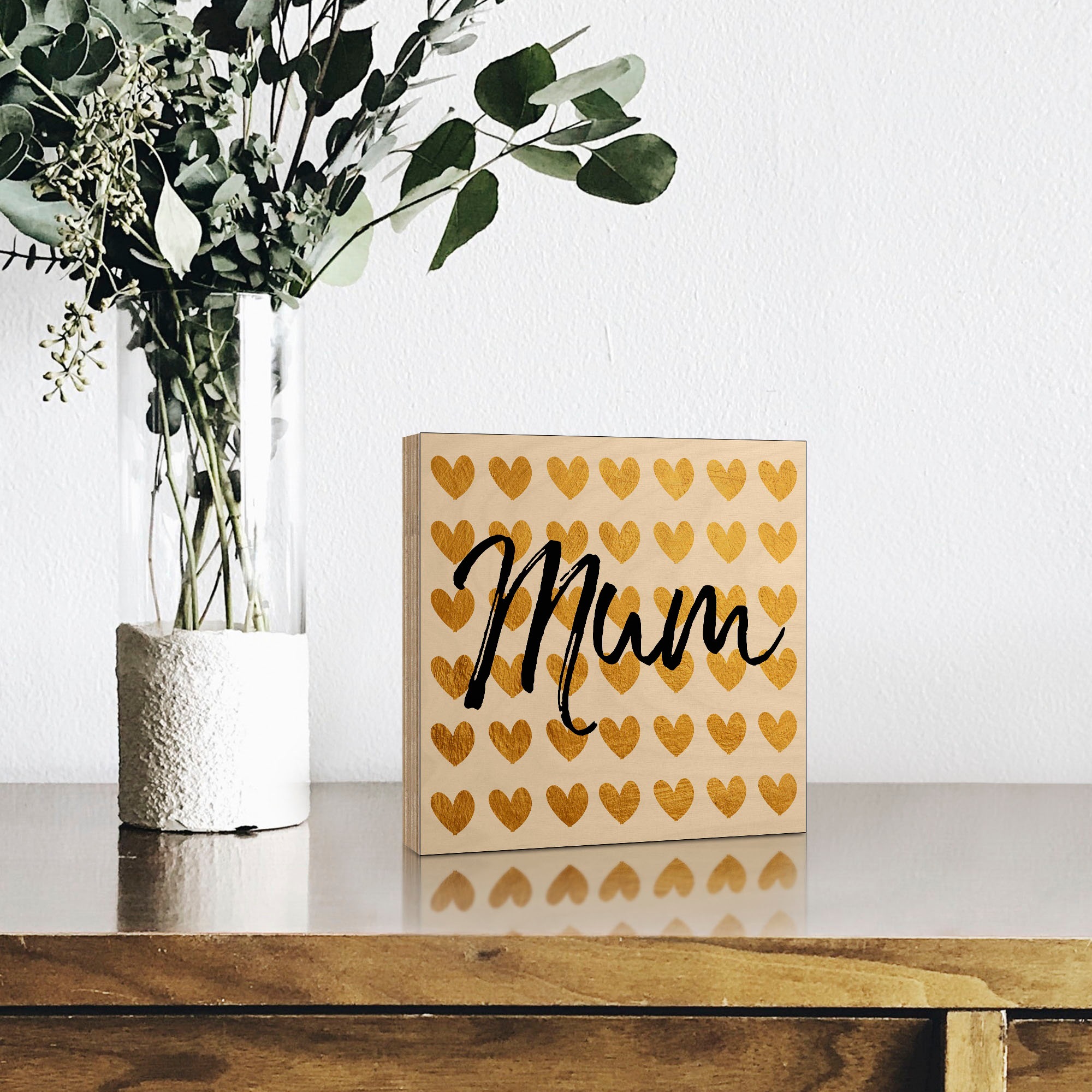 Artland Holzbild »Goldene Herzen für Mama«, Sprüche & Texte, (1 St.)
