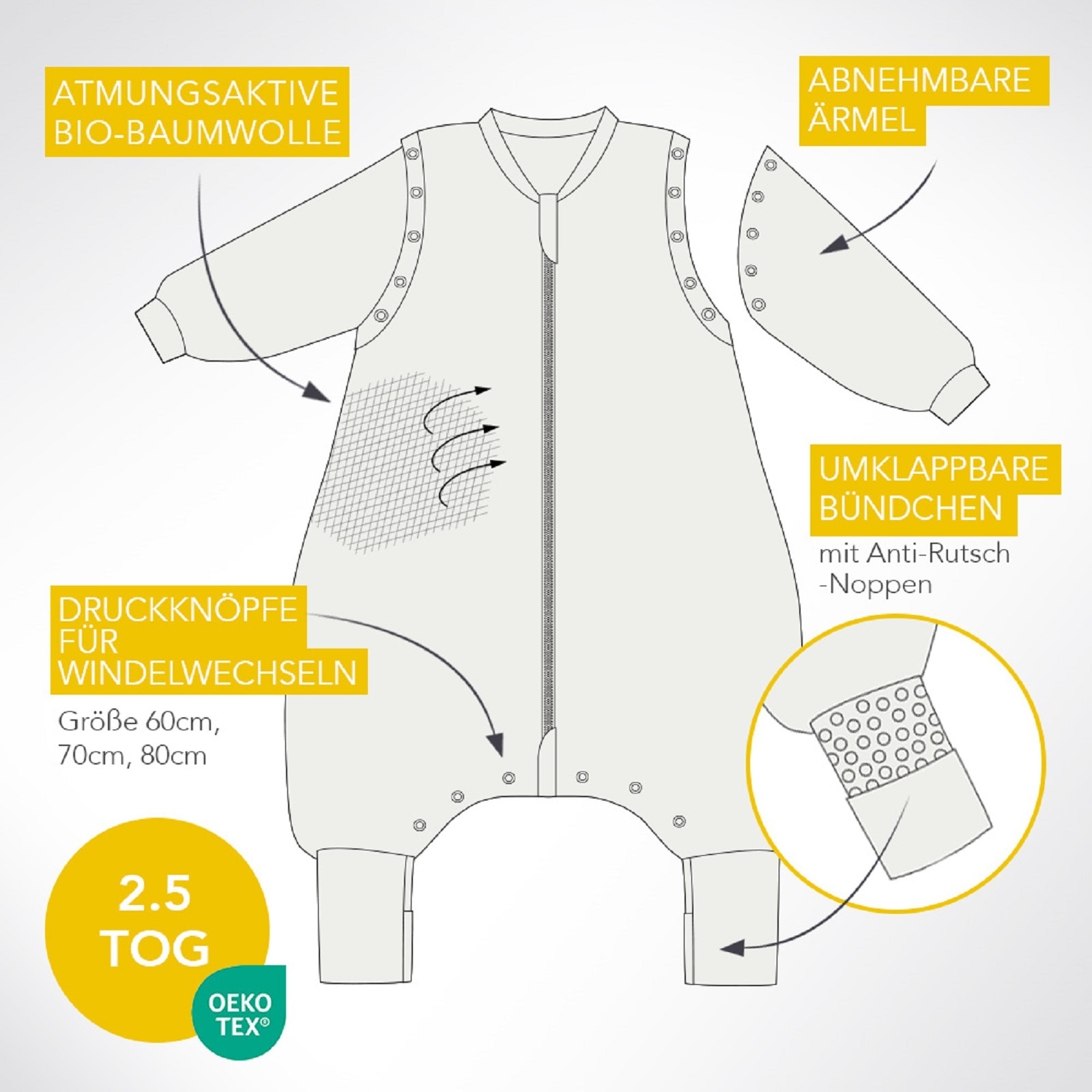 Schlummersack Babyschlafsack »Schlafsack mit Füßen 2.5 Tog«