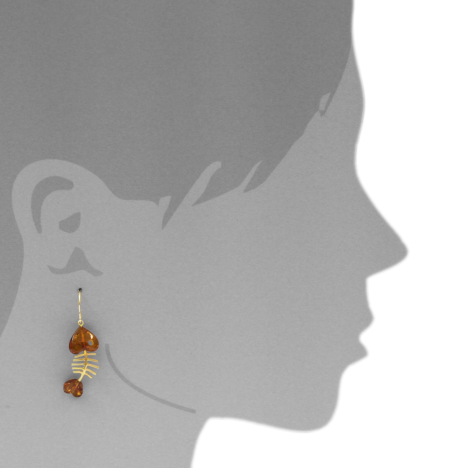 OSTSEE-SCHMUCK Paar Ohrhänger »- Fisch 30 mm - Gold 333/000 - Bernstein«