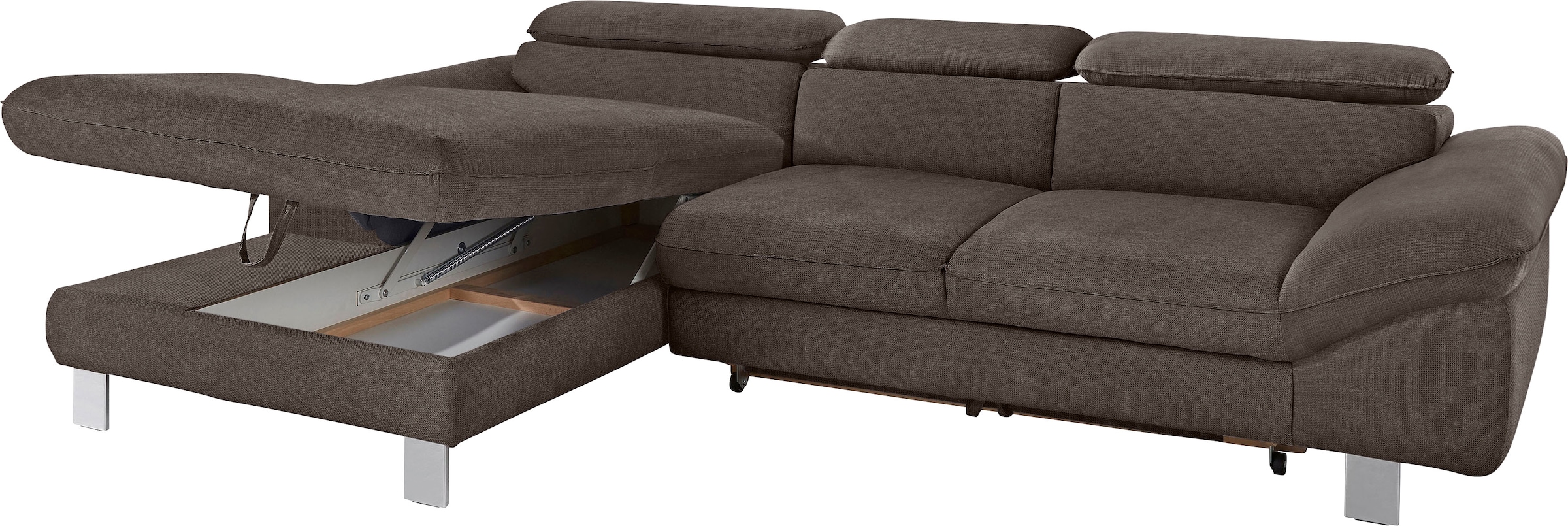 COTTA Polstergarnitur »Driver L-Form«, (Set, 2 tlg.), Set bestehend aus: Ecksofa mit Kopfteilverstellung & Hocker