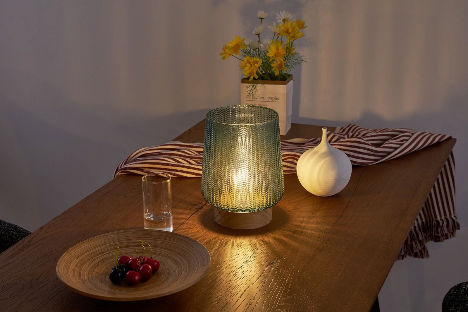 Pauleen LED Tischleuchte »Pretty Glamour mobile Türkis/Holz«, 1 flammig, Leuchtmittel E27 | Leuchtmittel wechselbar, E27, Timer Batterie