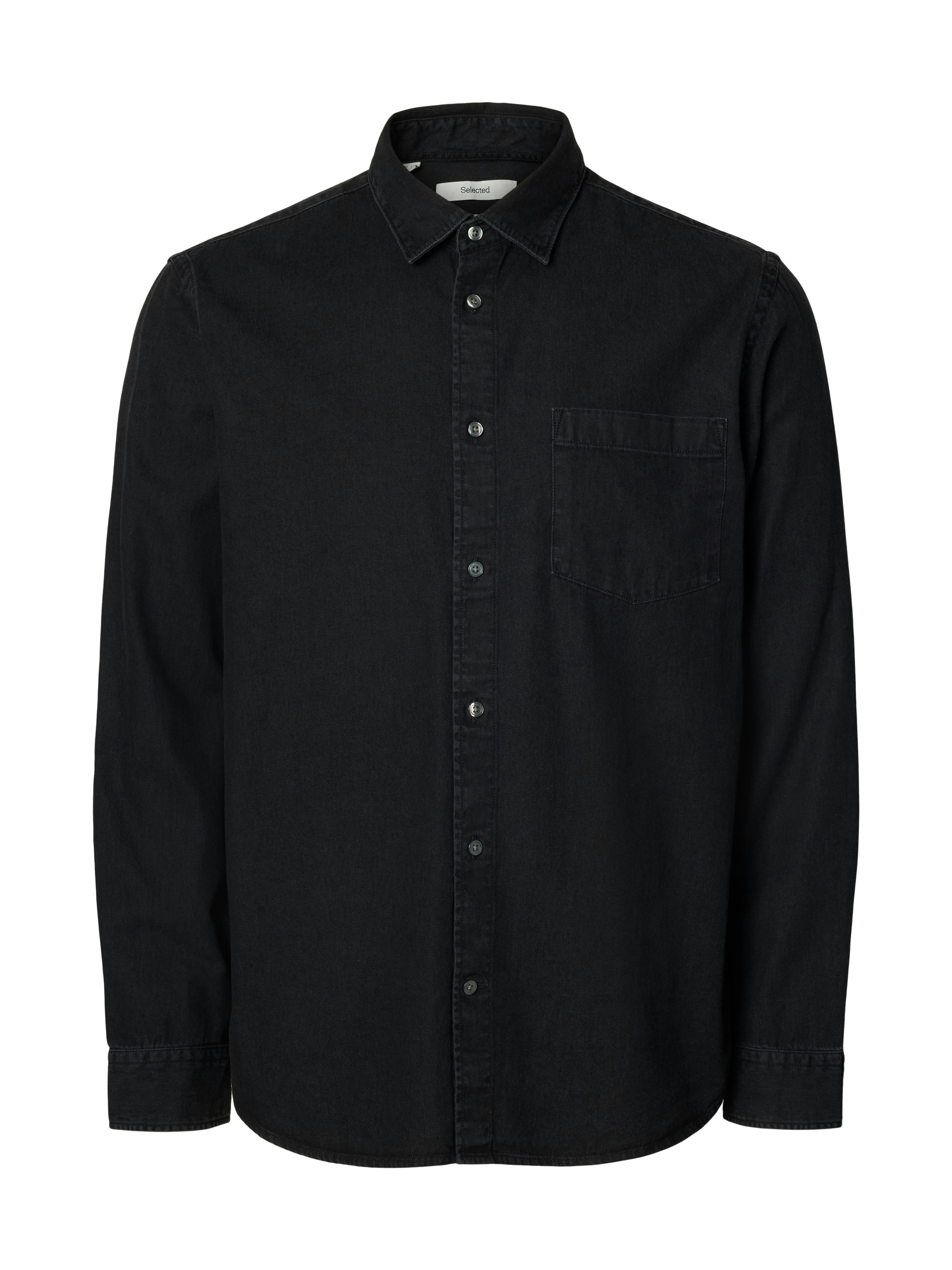 SELECTED Langarmhemd »SLHREGCARLO DENIM LS SHIRT NOOS« Baumwolle, regular fit
