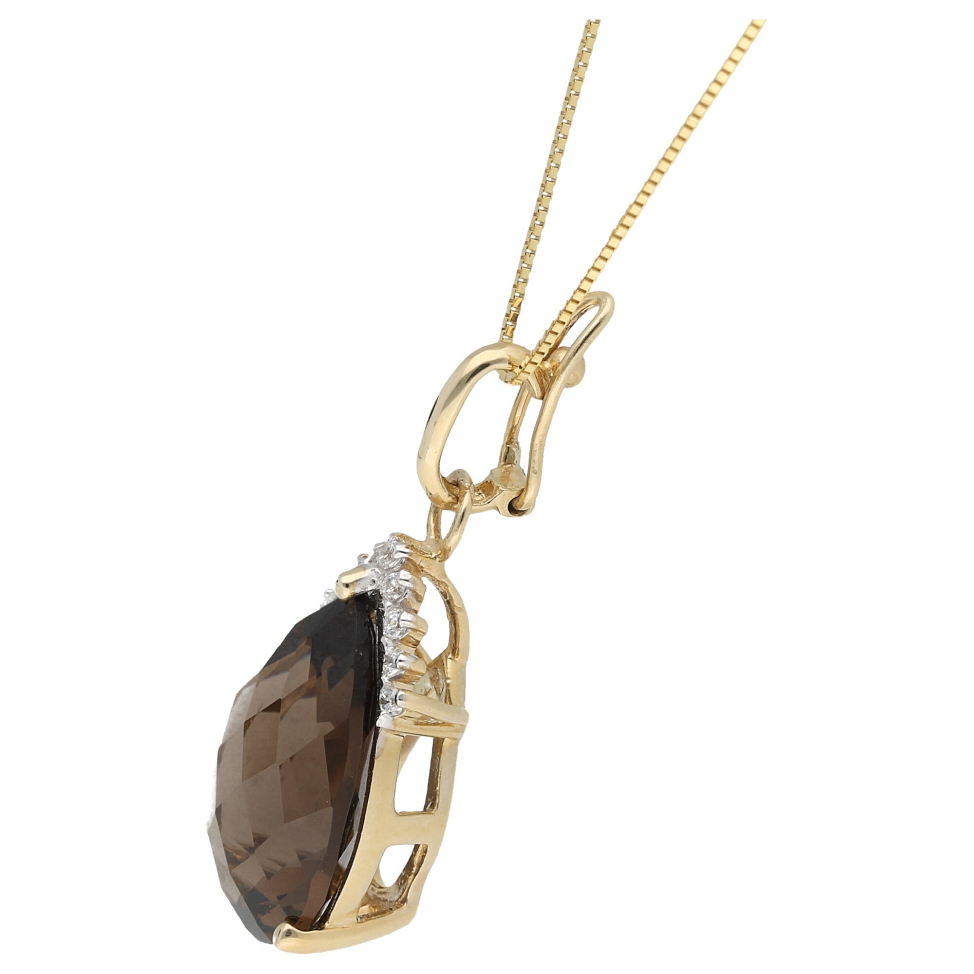 Luigi Merano Goldkette »Kette mit Rauchquartz und Zirkonia«