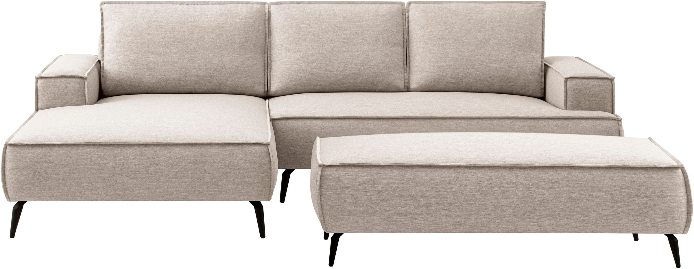 Home affaire Sitzgruppe »TVINNU, Polsterecke L-Form, Schlaffunktion, mit Hocker« Set, 2 Stk. tlg. Set, stellbar zum Schlafsofa (Krokodilverbinder)