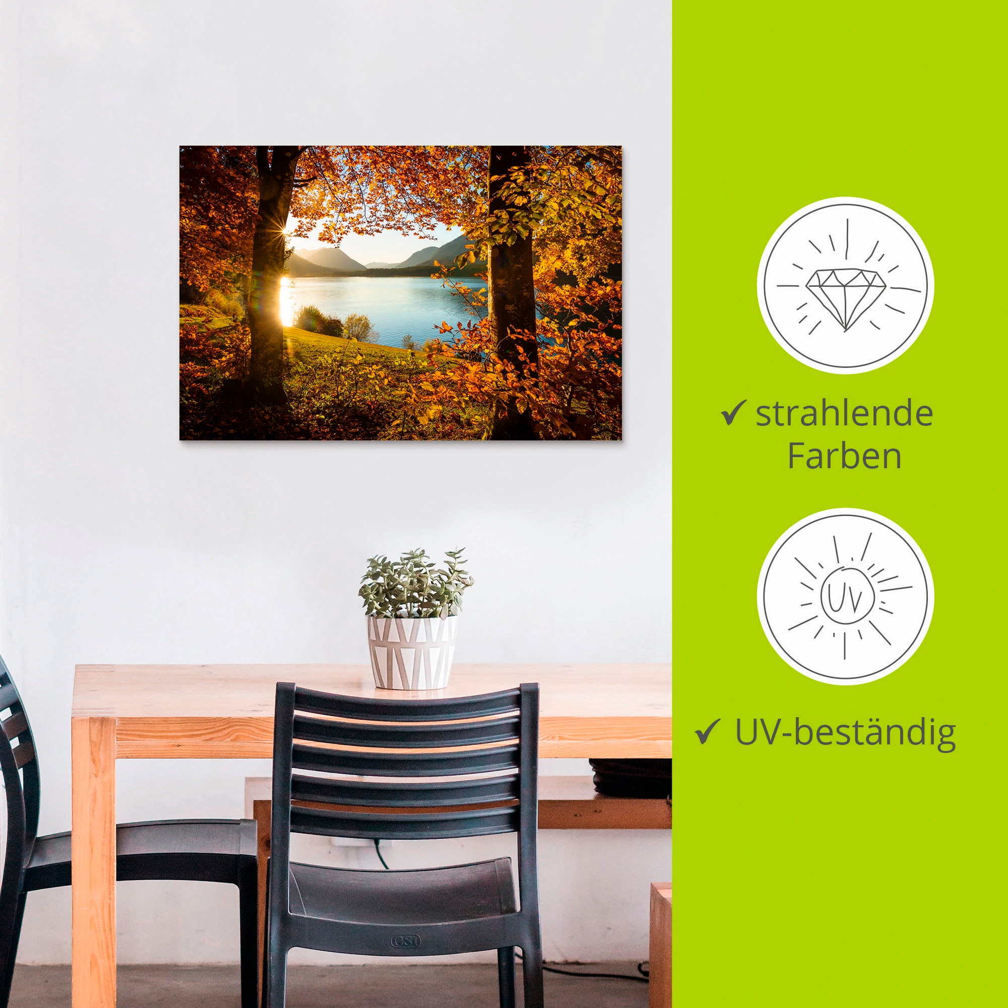 Artland Wandbild »Herbst am Sylvensteinsee« Gewässer 1 Stk. tlg. als Alubild, Outdoorbild, Leinwandbild, Poster in verschied. Größen