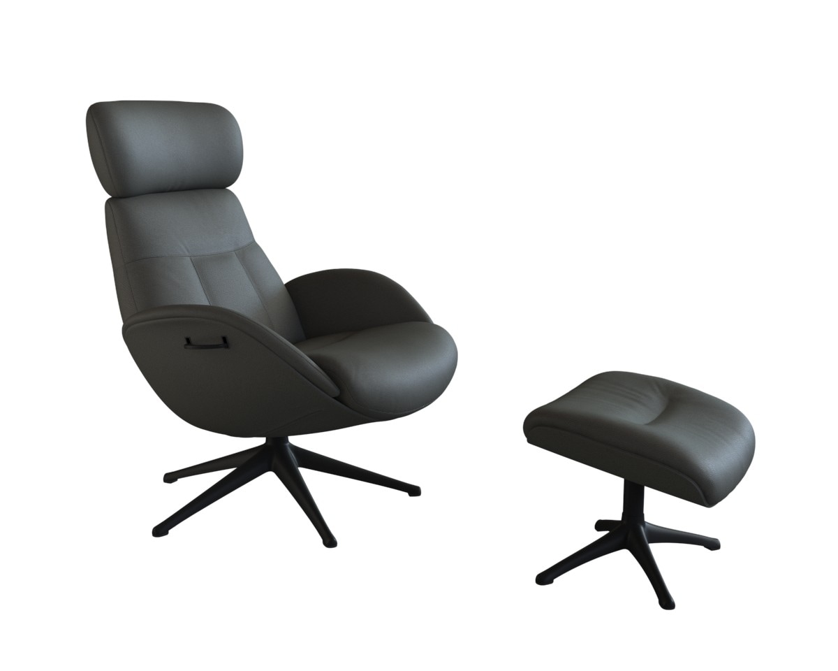 FLEXLUX Relaxsessel »Elegant, Funktionssessel, verstellbarer Rücken- und Kopfstütze«, Premium Komfort, Rücken- & Kopfteilverstellung, drehbar, Fuß schwarz