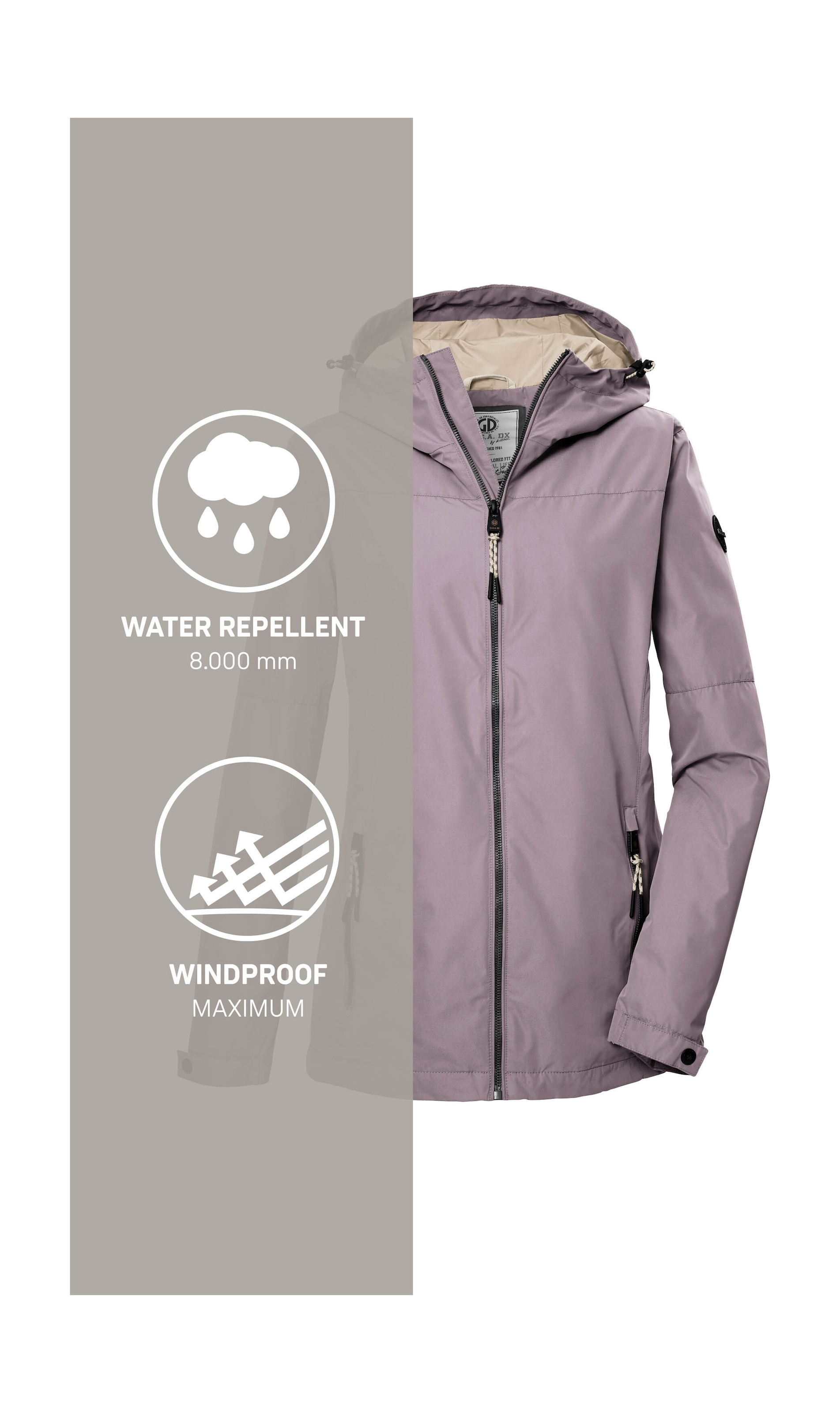 G.I.G.A. DX by killtec Funktionsjacke »GS 71 WMN JCKT«, Damenjacke: wasserdicht, winddicht, PFAS-frei, verstellbar, Kapuze