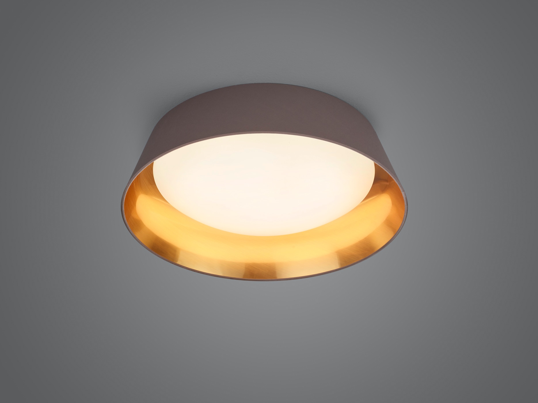 my home Deckenleuchte »Josie«, 1 flammig, Leuchtmittel LED-Board | LED fest integriert, Schirm taupe und innen goldfarbig, Ø 45cm, 3000 K, 2000 Lm, warmweiß