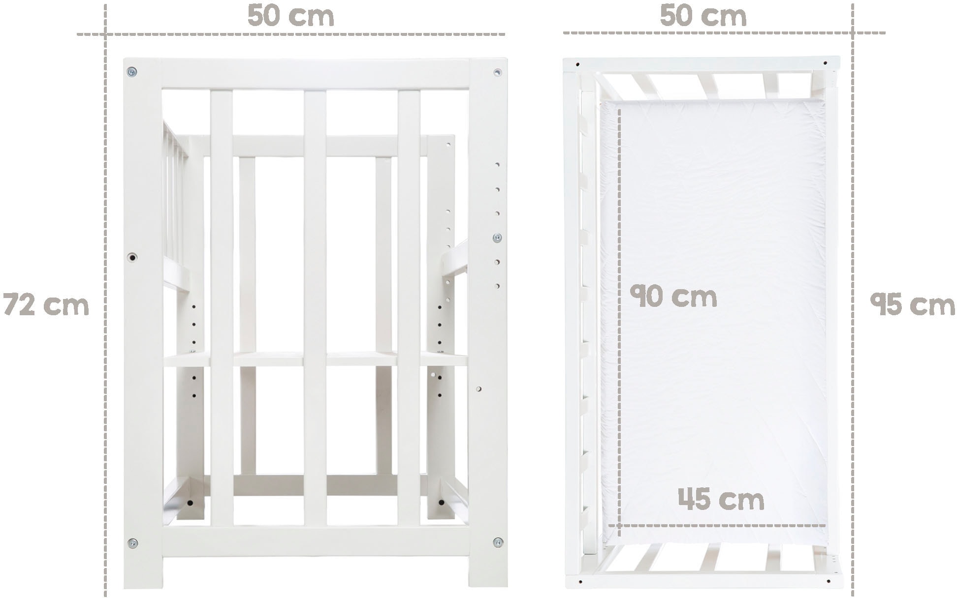 roba® Stubenbett »3in1, Miffy, weiß«, zu Elternbett oder Bank umbaubar, Liegefläche höhenverstellbar