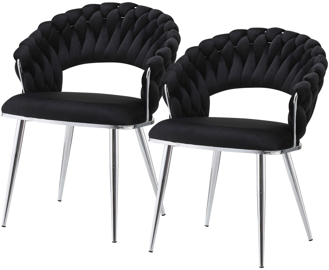 Kayoom Polsterstuhl »Stuhl Finesse 125 2er-Set, TOPSELLER! Flechtverarbeitung am Rücken«, (Set), 2 St., 2-er Set, angesagter Flechtoptik, bequem und stabil