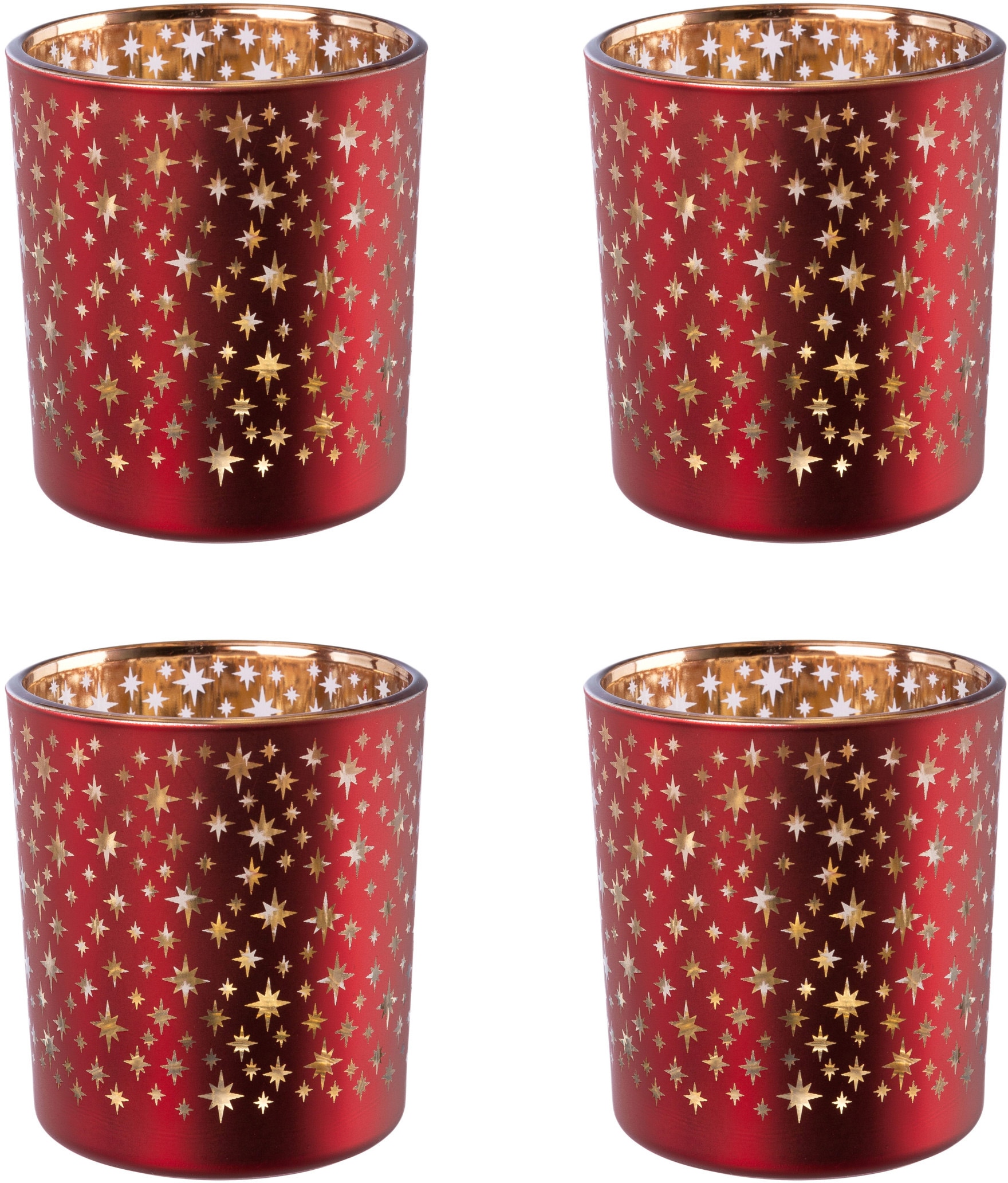 Creativ deco Teelichthalter »Weihnachtsdeko«, (4 kaufen St.), goldfarbener Innenseite mit auf Raten