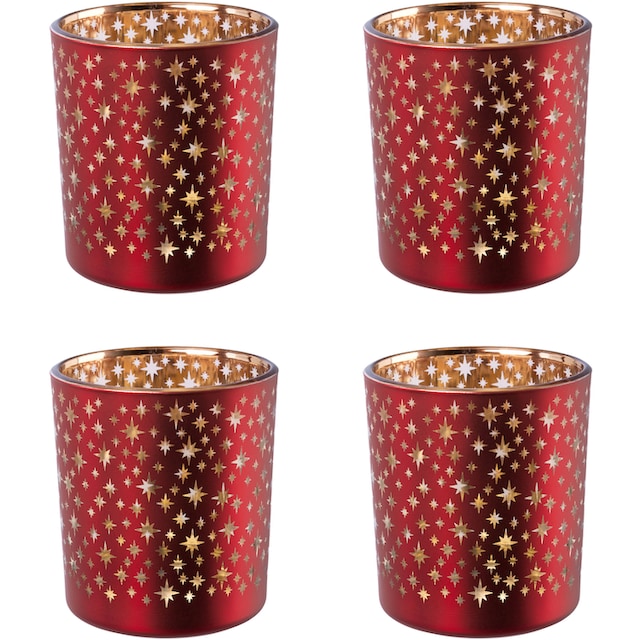 Creativ deco Teelichthalter »Weihnachtsdeko«, (4 St.), mit goldfarbener  Innenseite auf Raten kaufen