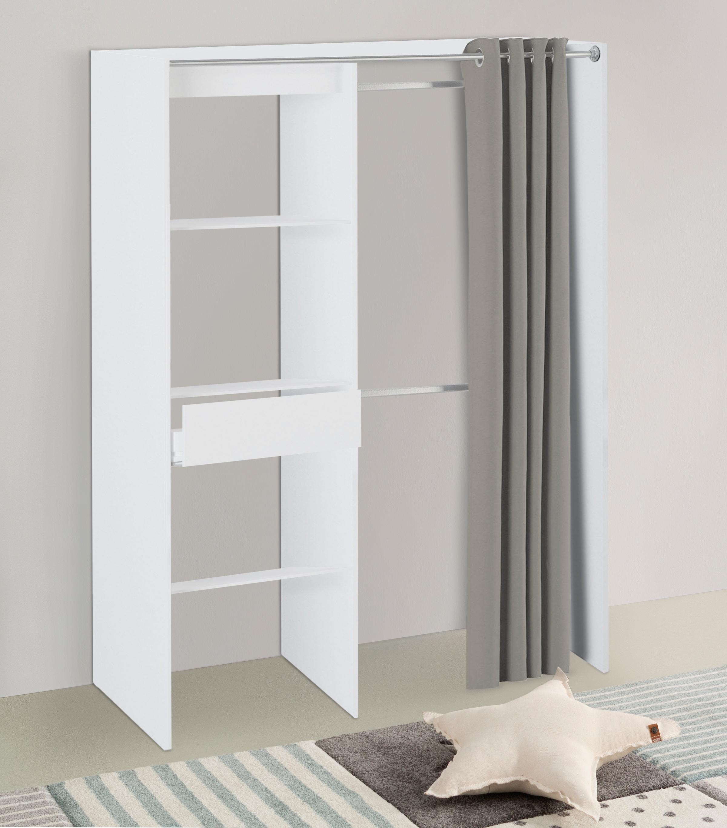 Demeyere GROUP Vorhang-Schrank »Chicago«, variabel in der Breite ca. 114 - 167cm, viel Stauraum und Ablagefläche