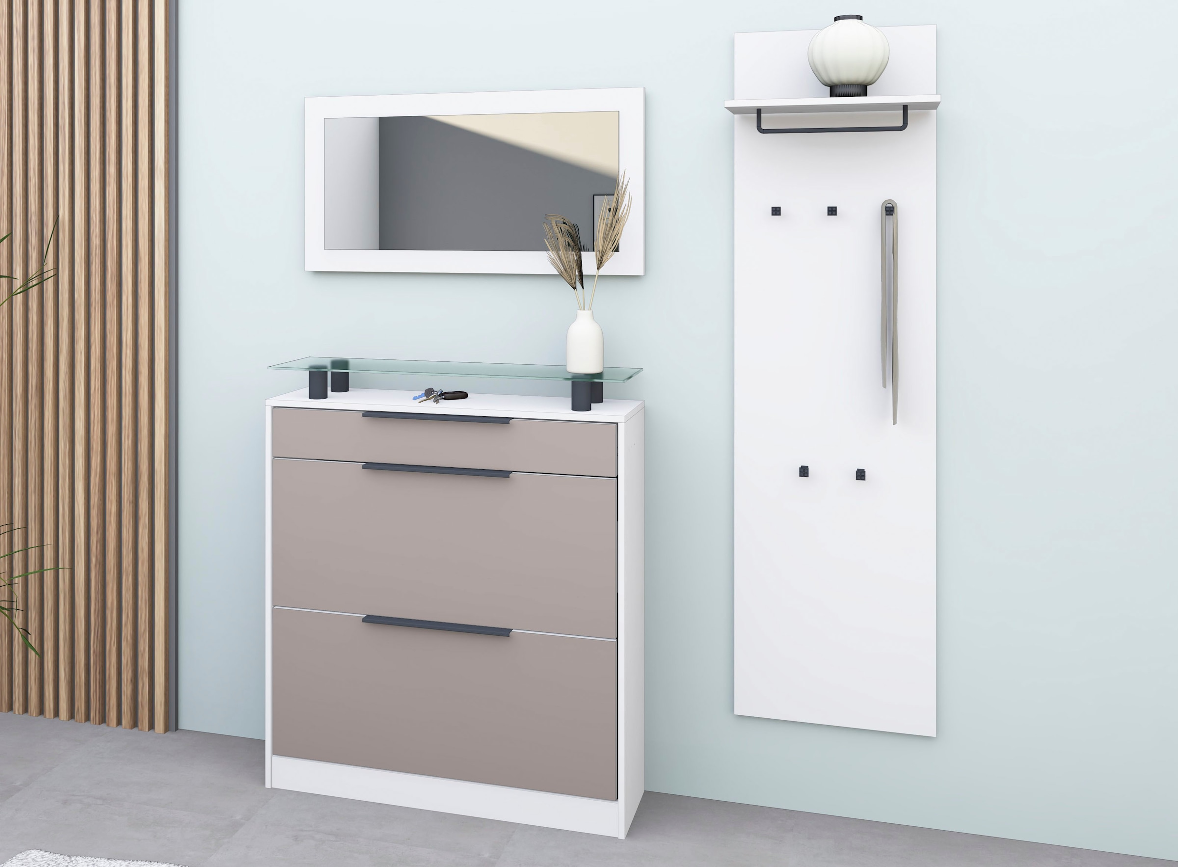 borchardt Möbel Garderoben-Set »Tom«, (3 St.), Schuhschrank stehend