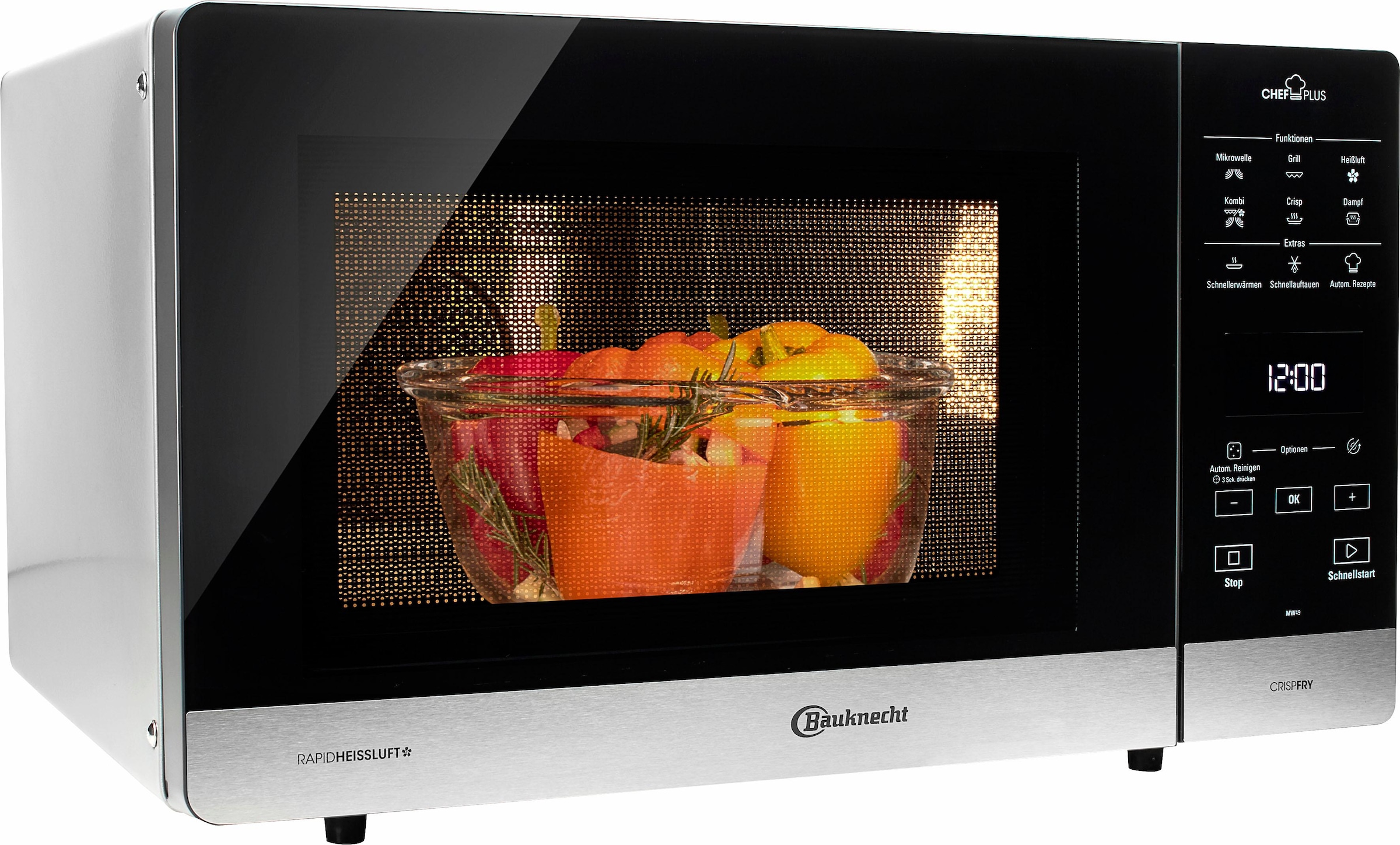BAUKNECHT, Mikrowelle »MW 49 SL« Grill und Heißluft 1900 W, schwarz/silberfarben, Mikrowelle
