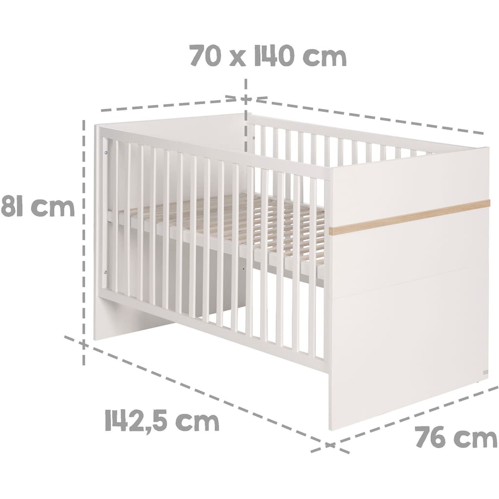 roba® Babyzimmer-Komplettset »Pia«, (Set, 3 St., Kinderbett, Schrank, Wickelkommode)