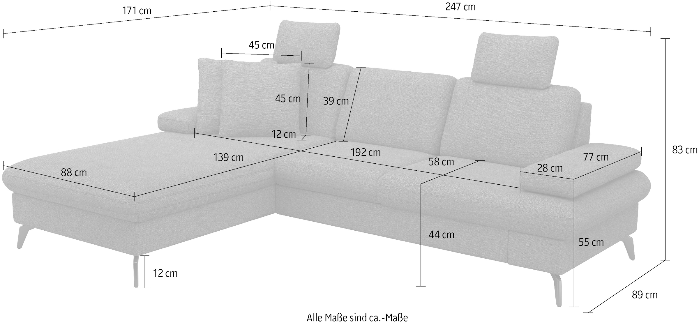 sit&more Ecksofa »Morris Jubi L-Form«, inkl. Armteilfunktion und 1 Zierkissen, wahlweise mit Bettfunktion