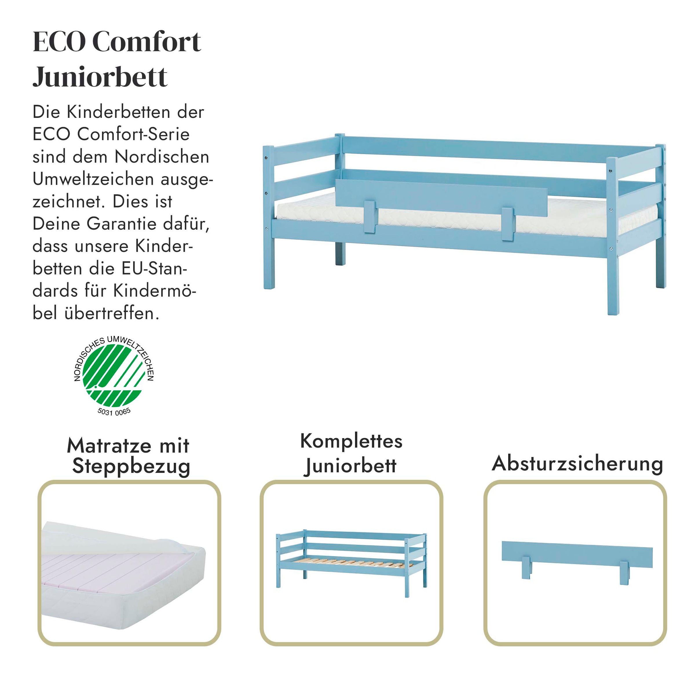 Hoppekids Einzelbett »ECO Comfort Kinderbett, Kiefer Massivholz, Jugendbett inkl. Rollrost«, 70x160 cm, wahlweise in verschieden Farben/ Matratze/ Absturzsicherung