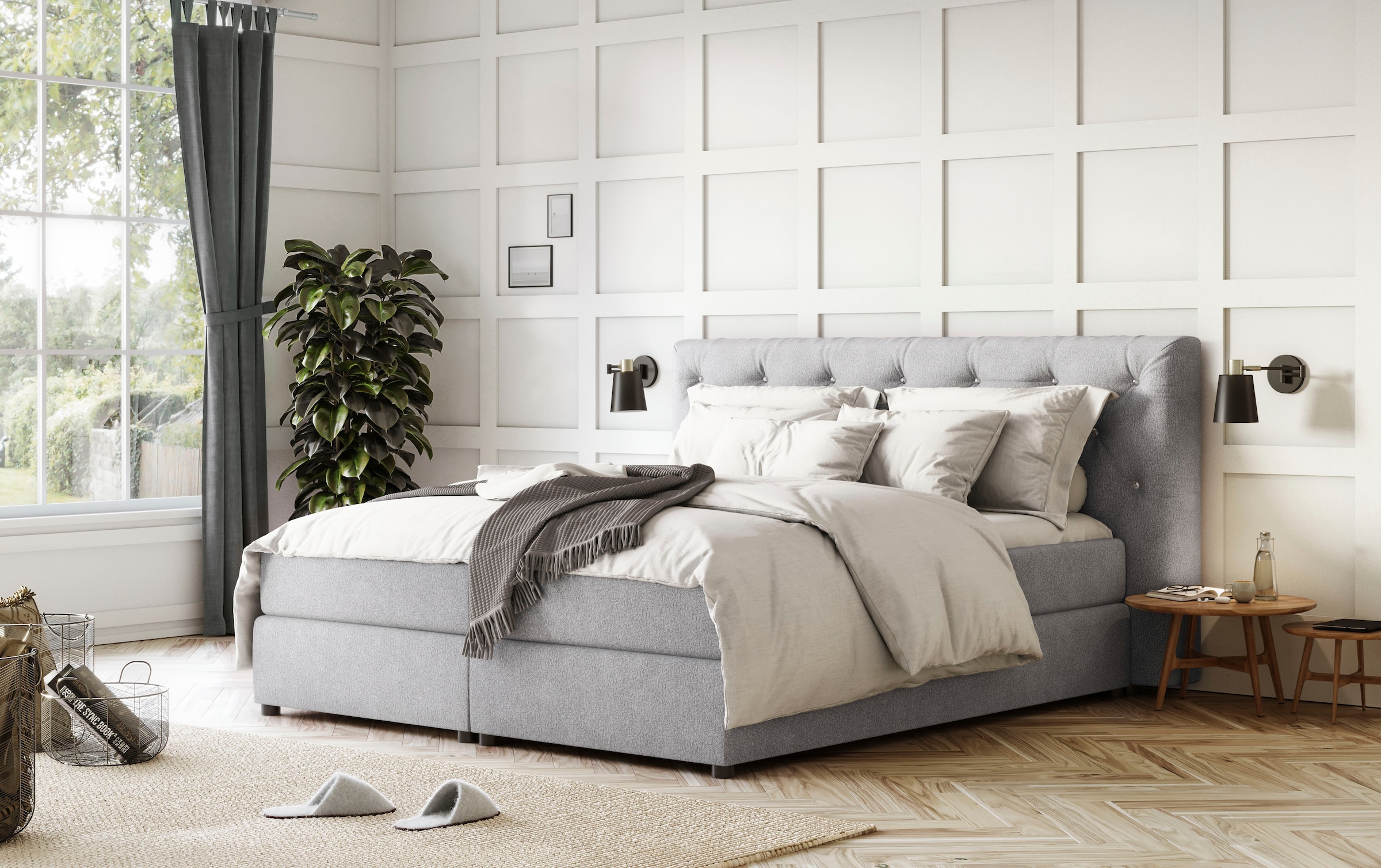 COTTA Boxspringbett »Castle« mit Strasssteinen im Kopfteil, inkl. Topper