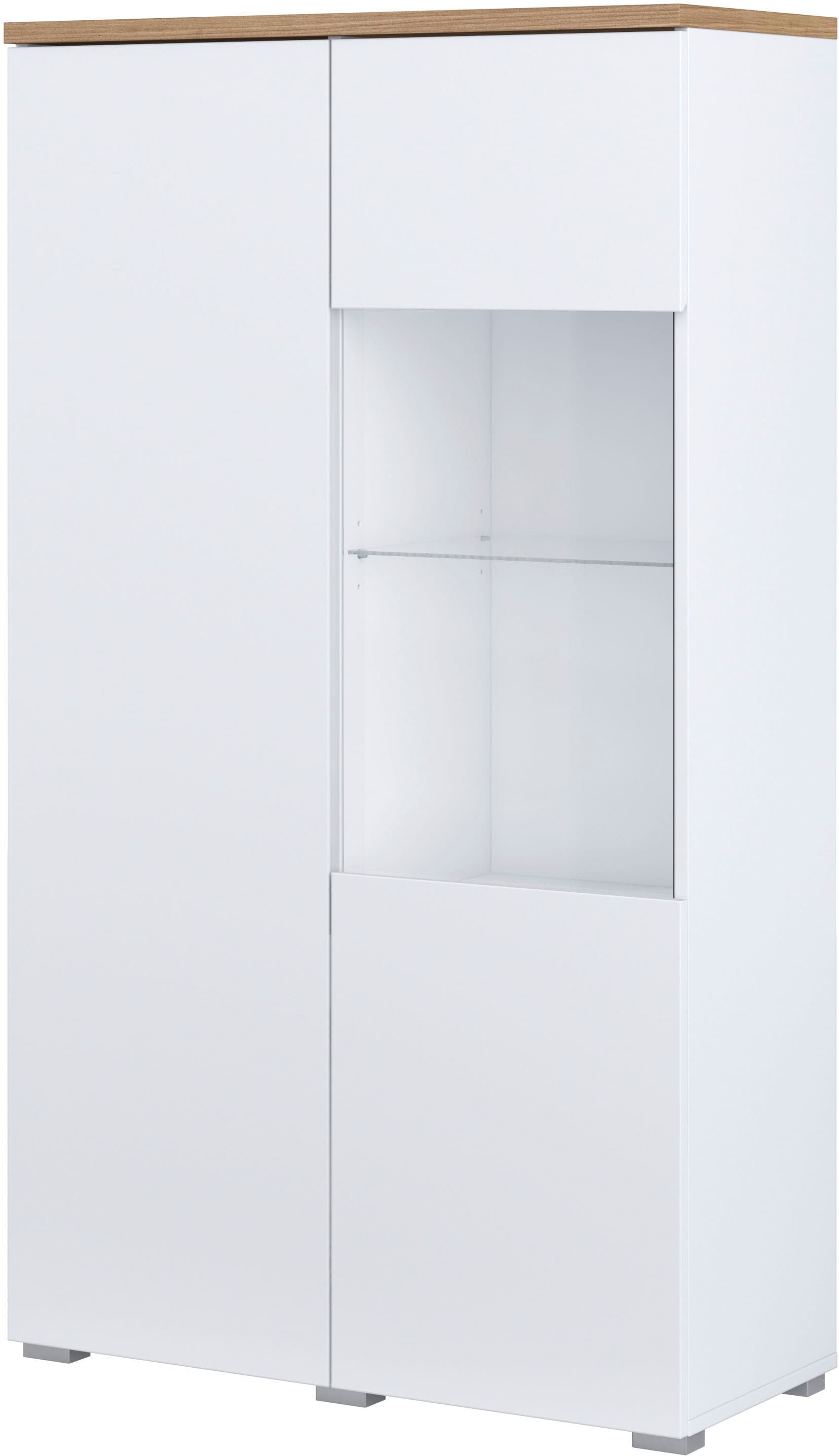 INOSIGN Vitrine »Modo, Breite 80 cm, moderner griffloser Vitrineschrank«, Vitrine mit viel Stauraum, Einlegeböden verstellbar, Glastür