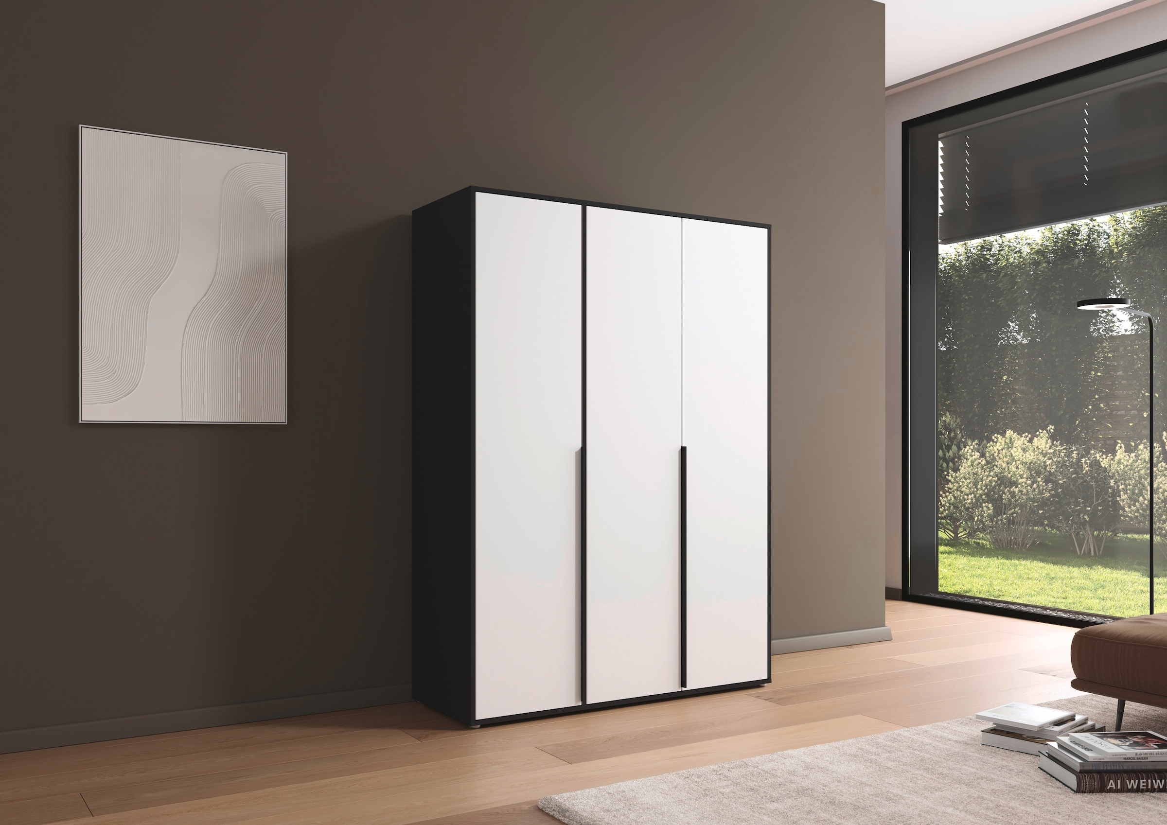 rauch Drehtürenschrank »Kleiderschrank Schrank Garderobe Wäscheschrank NAGATA viel Stauraum« in 3 verschiedenen Ausstattungen BASIC/CLASSIC/PREMIUM,  mit modernen Stangengriffen in Graumetallic TOPSELLER MADE IN GERMANY