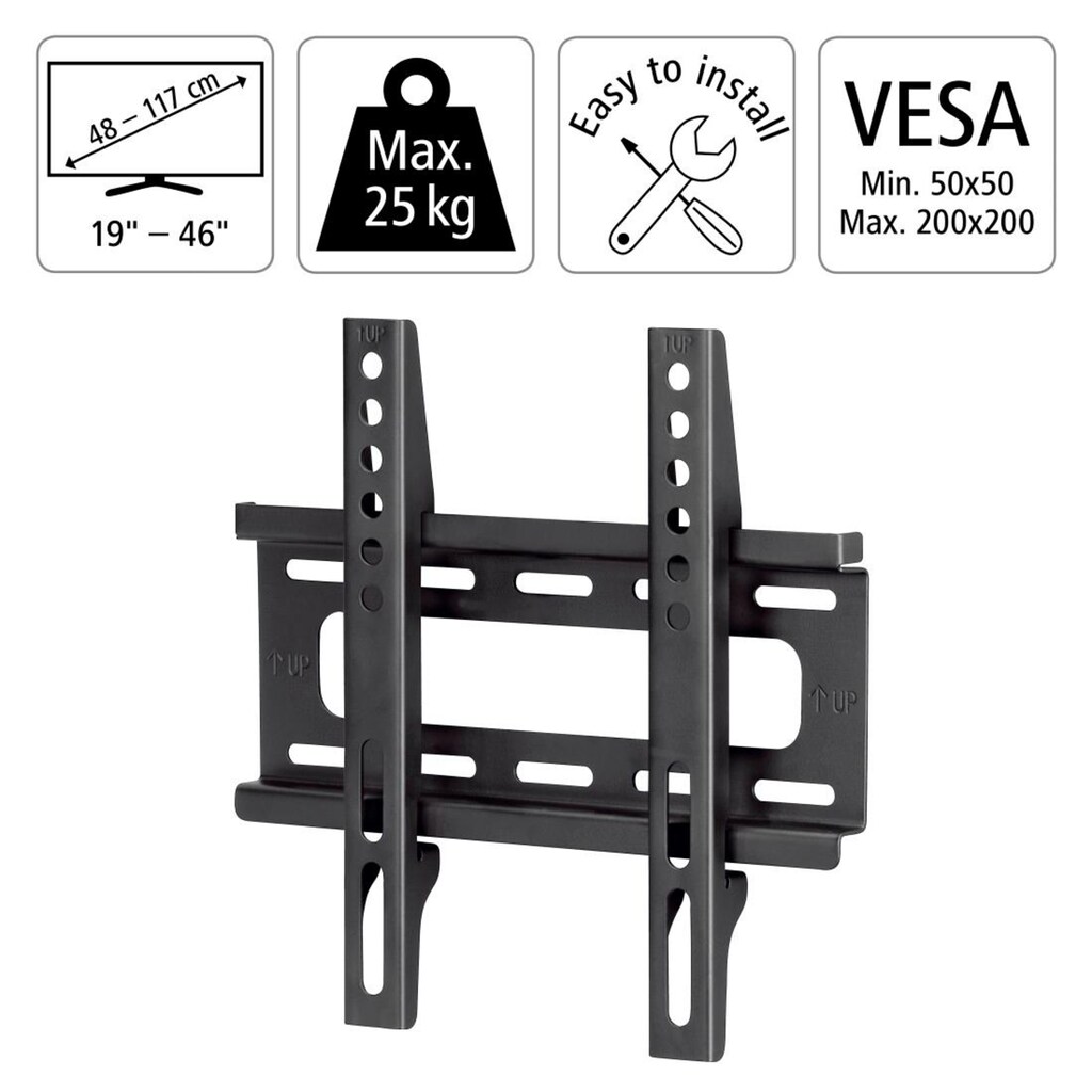 Hama TV-Wandhalterung »TV-Wandhalterung schwarz, fix, 48 - 117 cm (19" - 46"), 32", 43"«, bis 117 cm Zoll