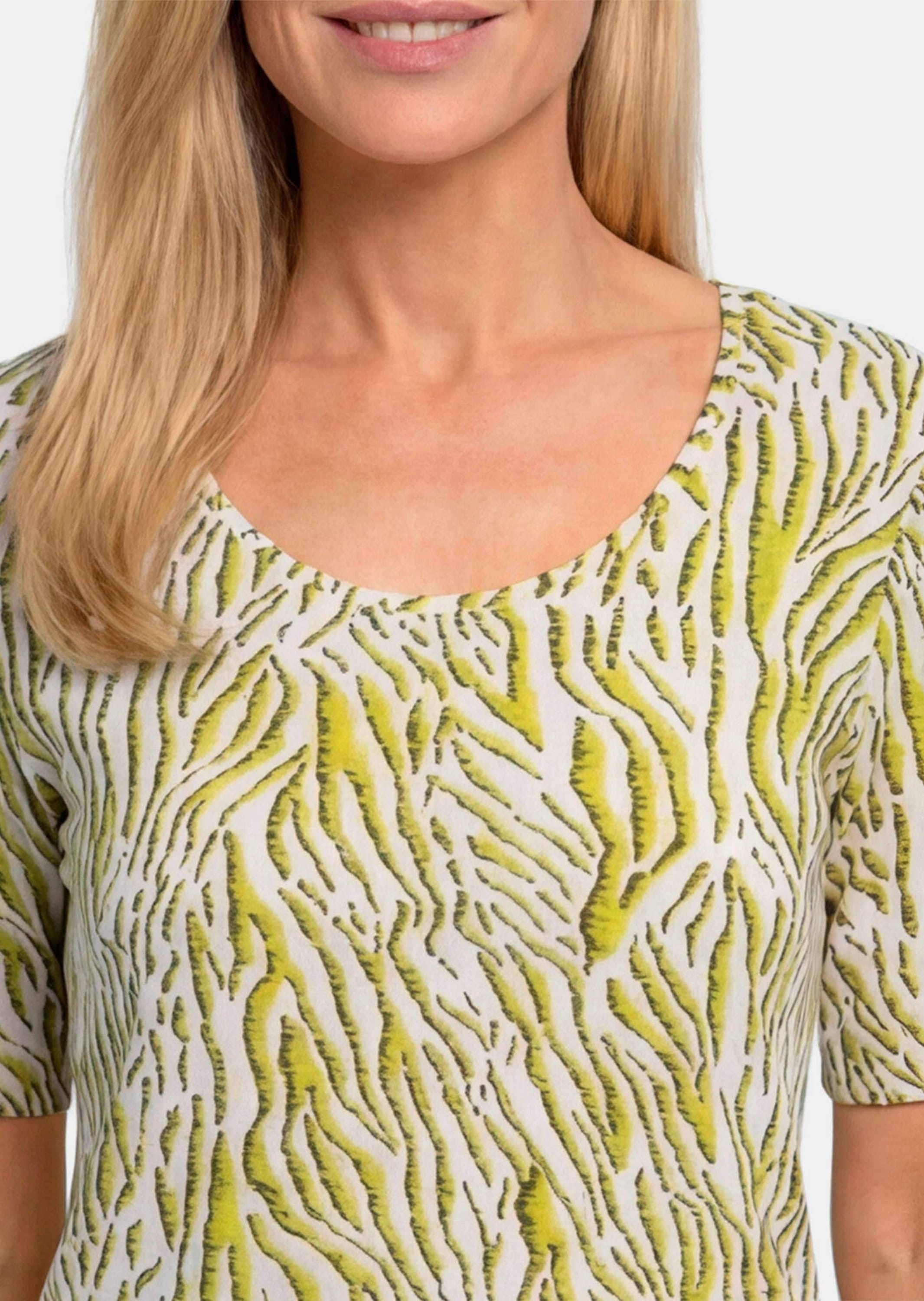 GOLDNER Kurzarmshirt »Viskoseshirt mit Zebramuster« stretchbequemer Viskosejersey
