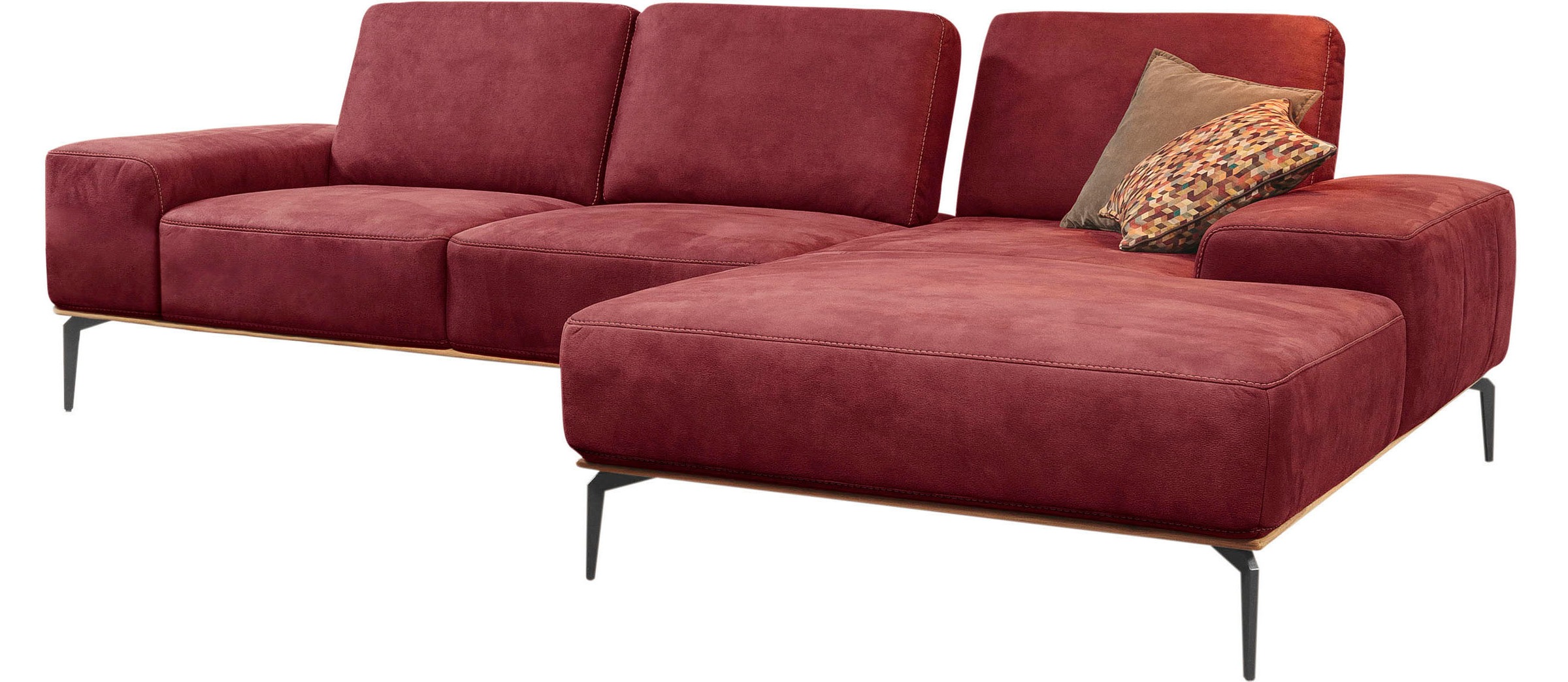 W.SCHILLIG Ecksofa »run, Designsofa mit tollem Sitzkomfort, bequem, L-Form«, mit Holzsockel, Füße in Schwarz pulverbeschichtet, Breite 299 cm